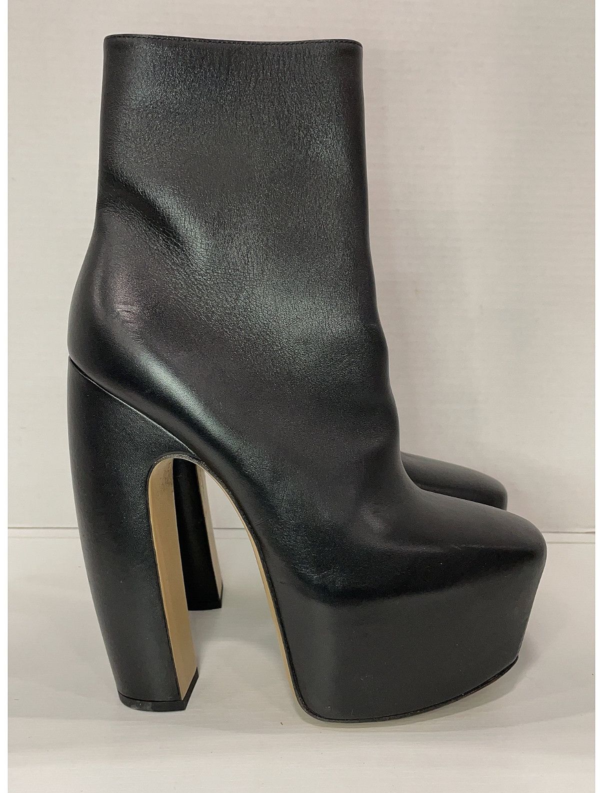 Mostra Platform Boots Black Leather Size 38 (Daniel Lee Era)