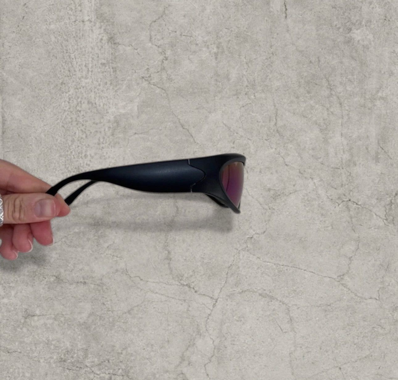 Japanese Brand Cool UV400 alien sunglasses, black/purple lens. One size Size ONE SIZE - 2 Thumbnail