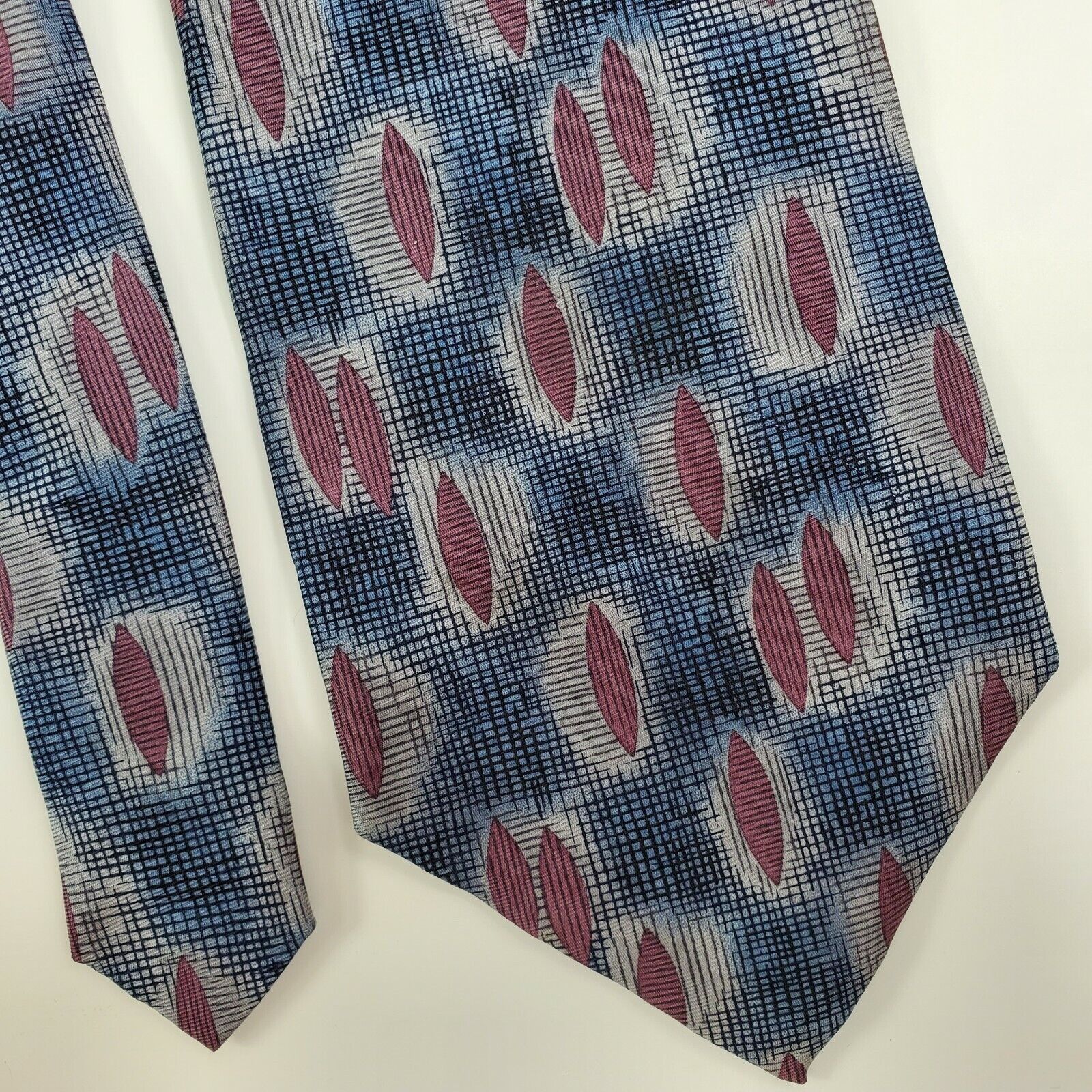 Stafford Stafford Abstract Blue Purple Silk Wide Tie Classic Size ONE SIZE - 1 Thumbnail