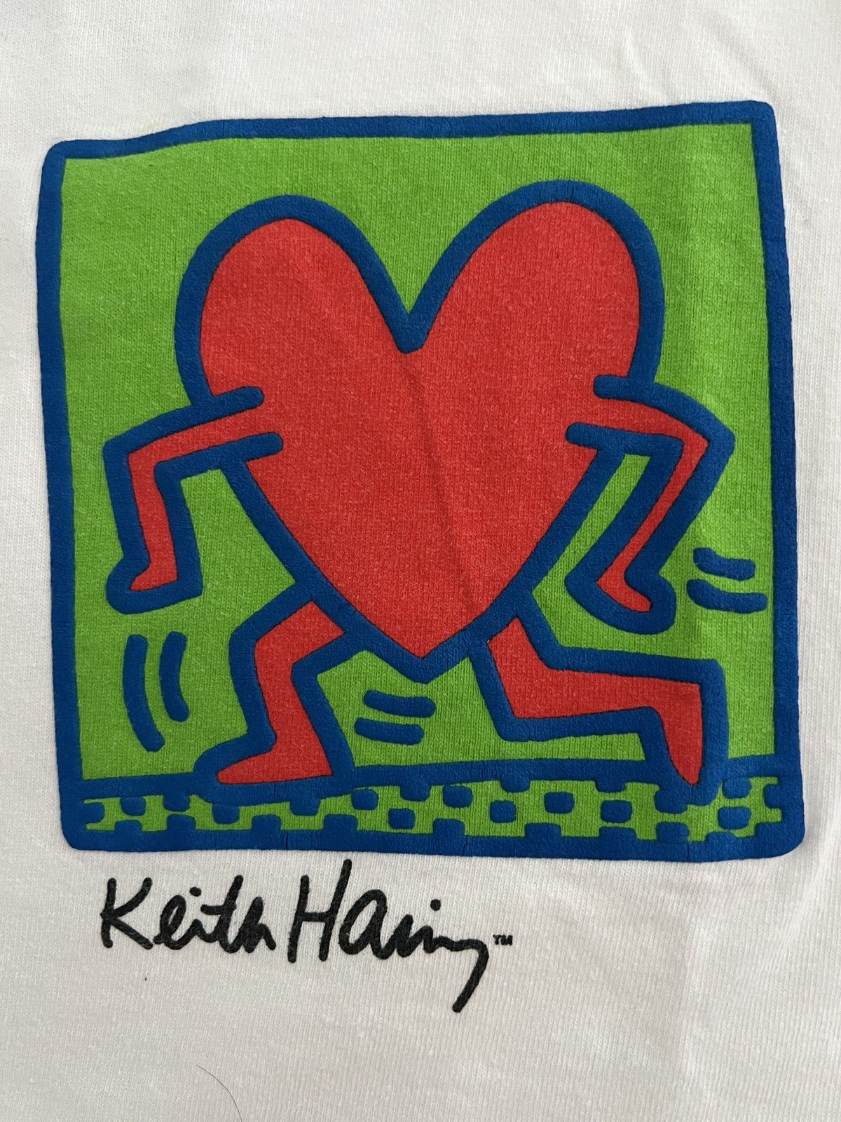 Keith Haring Keith Haring Peace and Love Heart Bat Dog Art Spellout Size US L / EU 52-54 / 3 - 4 Thumbnail