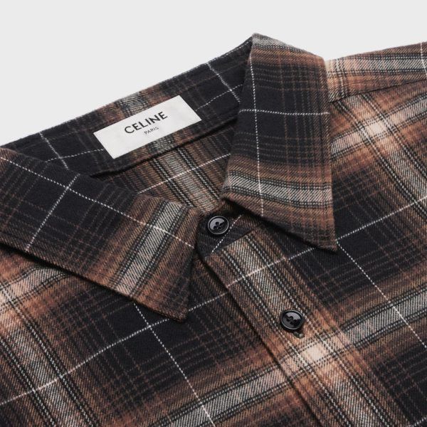 Celine o1bcso1str0824 Cotton Checks Oversized Shirt in Brown Size US S / EU 44-46 / 1 - 3 Thumbnail