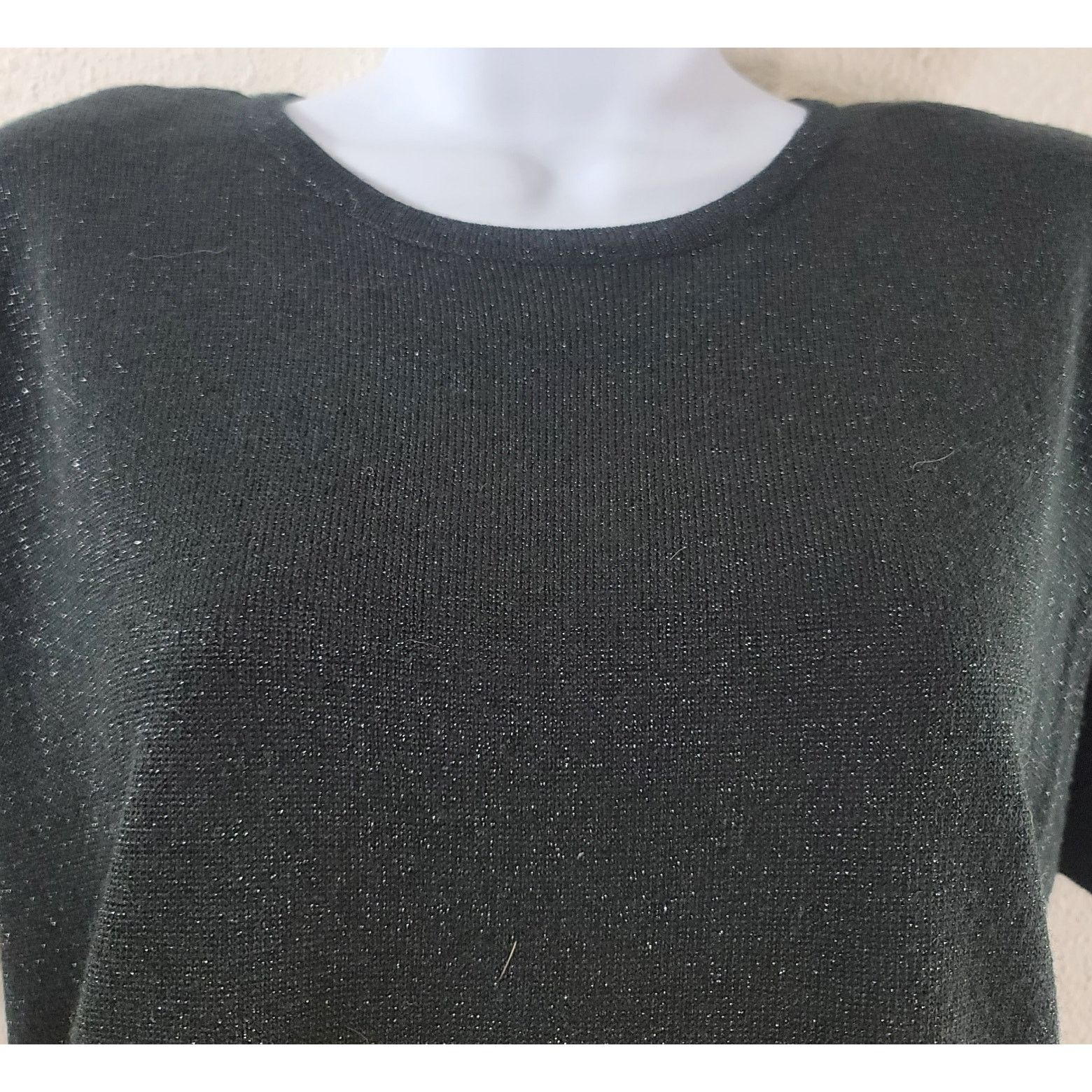 Other VTG Arlando Black Sparkly Round Neck Shoulder Pads Top Large Size L / US 10 / IT 46 - 5 Thumbnail