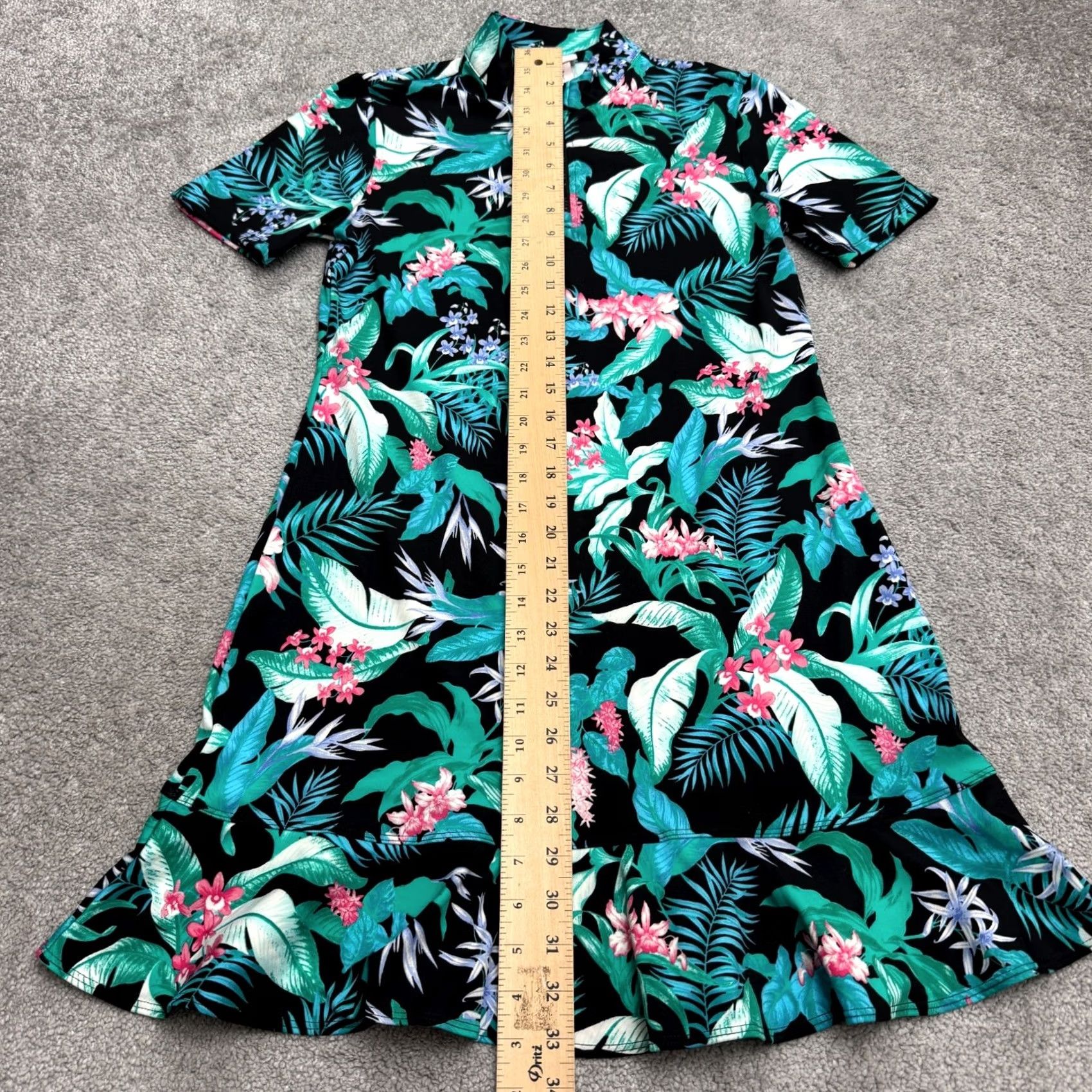 Tommy Bahama Tommy Bahama Golf Tropical Floral Ruffle 1/4 Zip Dress Womens Small Black Green Size S / US 4 / IT 40 - 7 Thumbnail