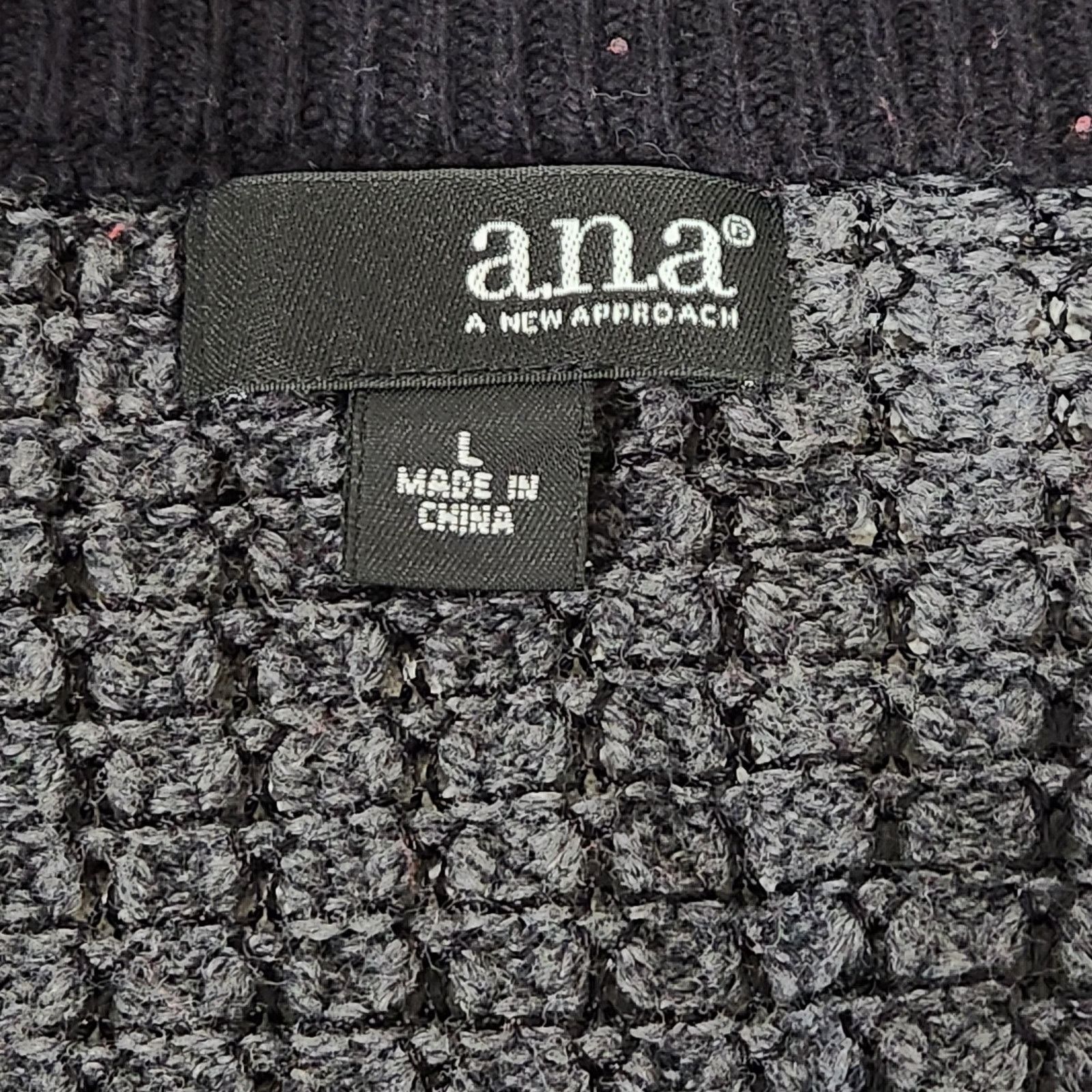 Other a.n.a Gray Knit Black Contrasting Trim Sweater Top Large Size L / US 10 / IT 46 - 5 Thumbnail
