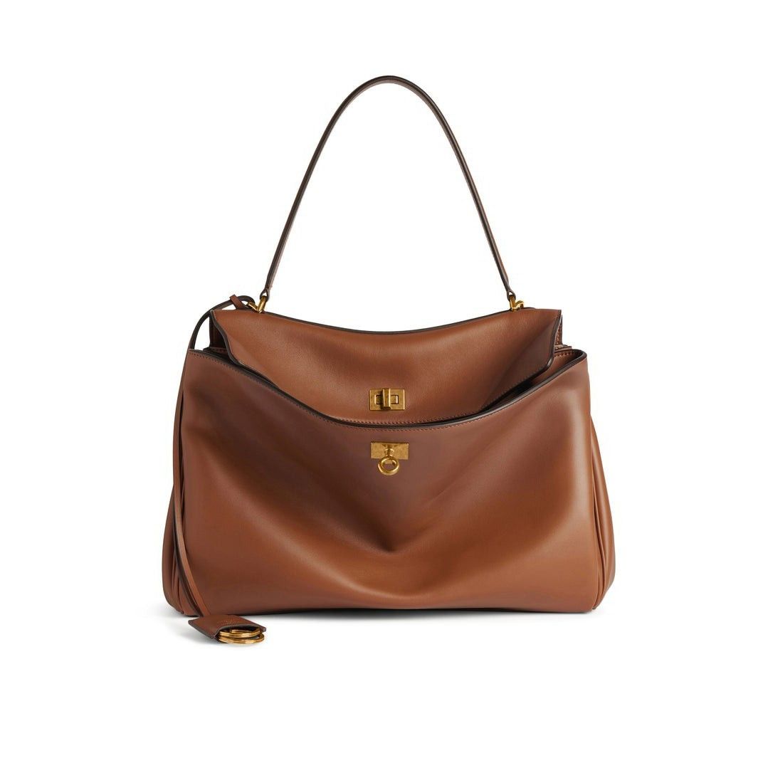Balenciaga Rodeo Medium $4590 Tan Leather Handbag New & Auth, Women's