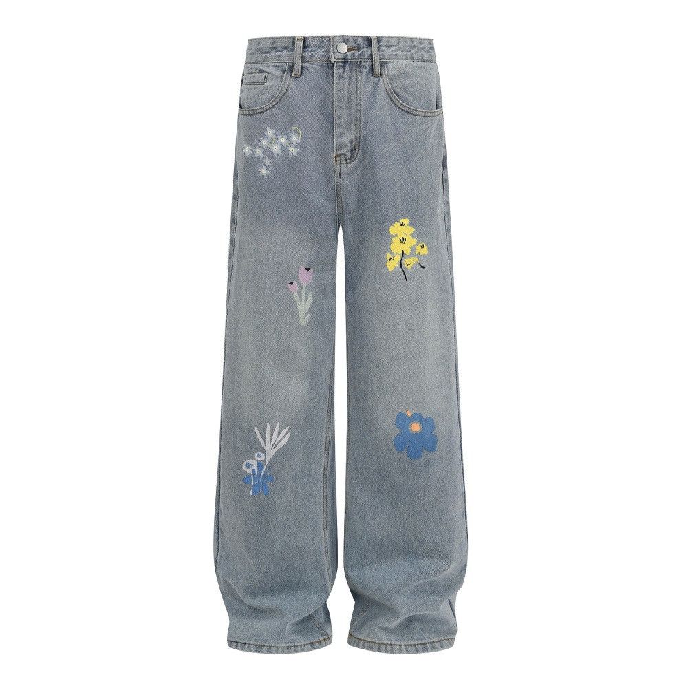 Jean Men's Vibe Retro Distressed Fun Print Washed Jeans Size US 32 / EU 48 - 1 Thumbnail