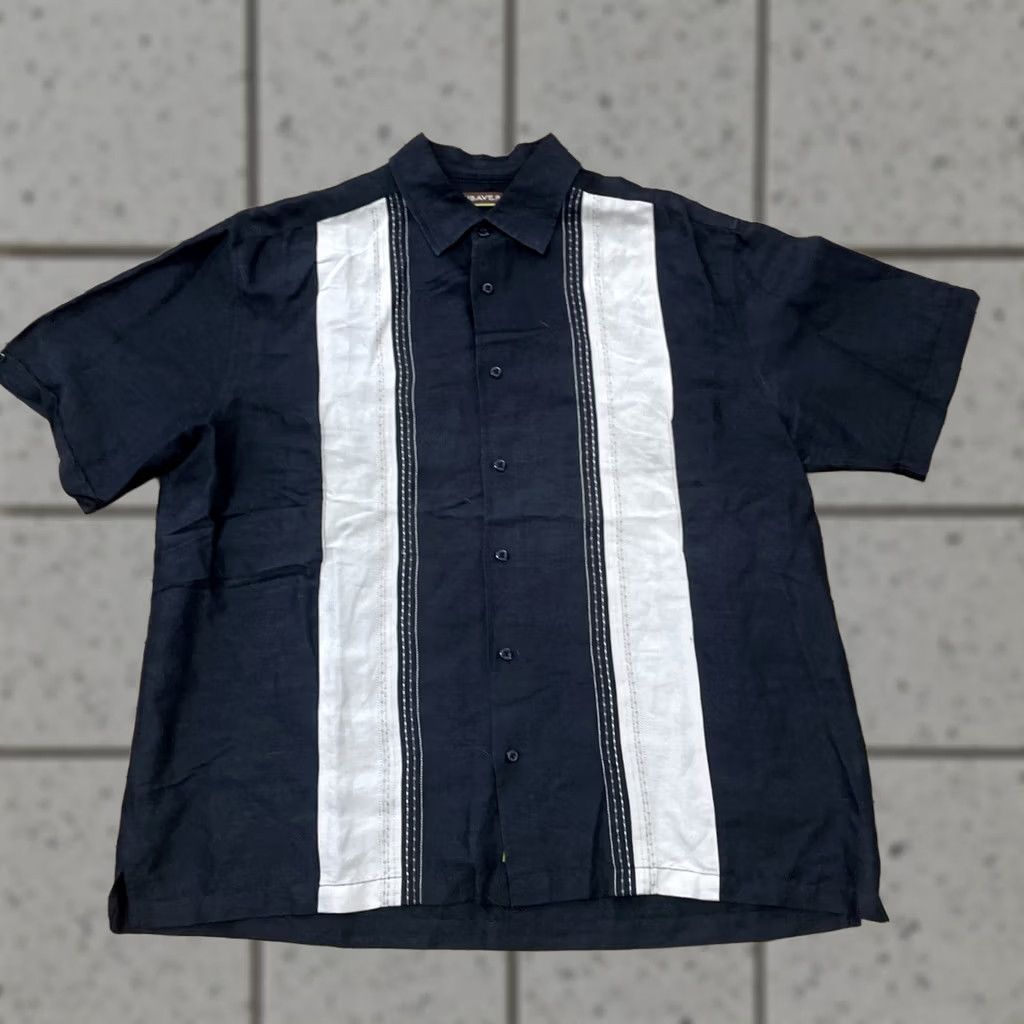 Cubavera VINTAGE Cubavera Ramie Rayon Shirt Men XL Guayabera Cubano Vtg 90s Vertical Stripe Black Size US XL / EU 56 / 4 - 1 Thumbnail