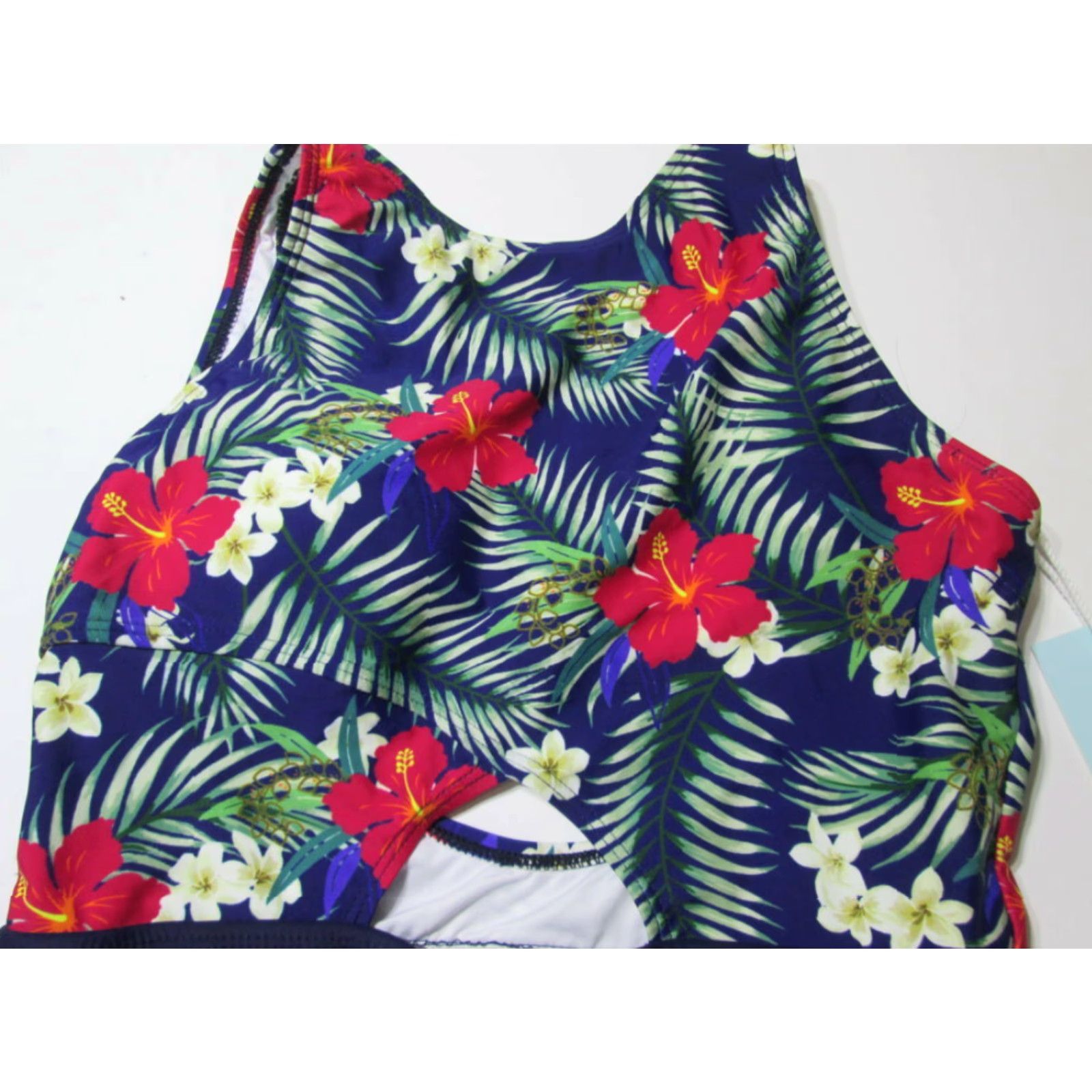 Vintage Cupshe Navy Floral One Piece Swimsuit M Lined Open Back Womens Size ONE SIZE - 3 Thumbnail