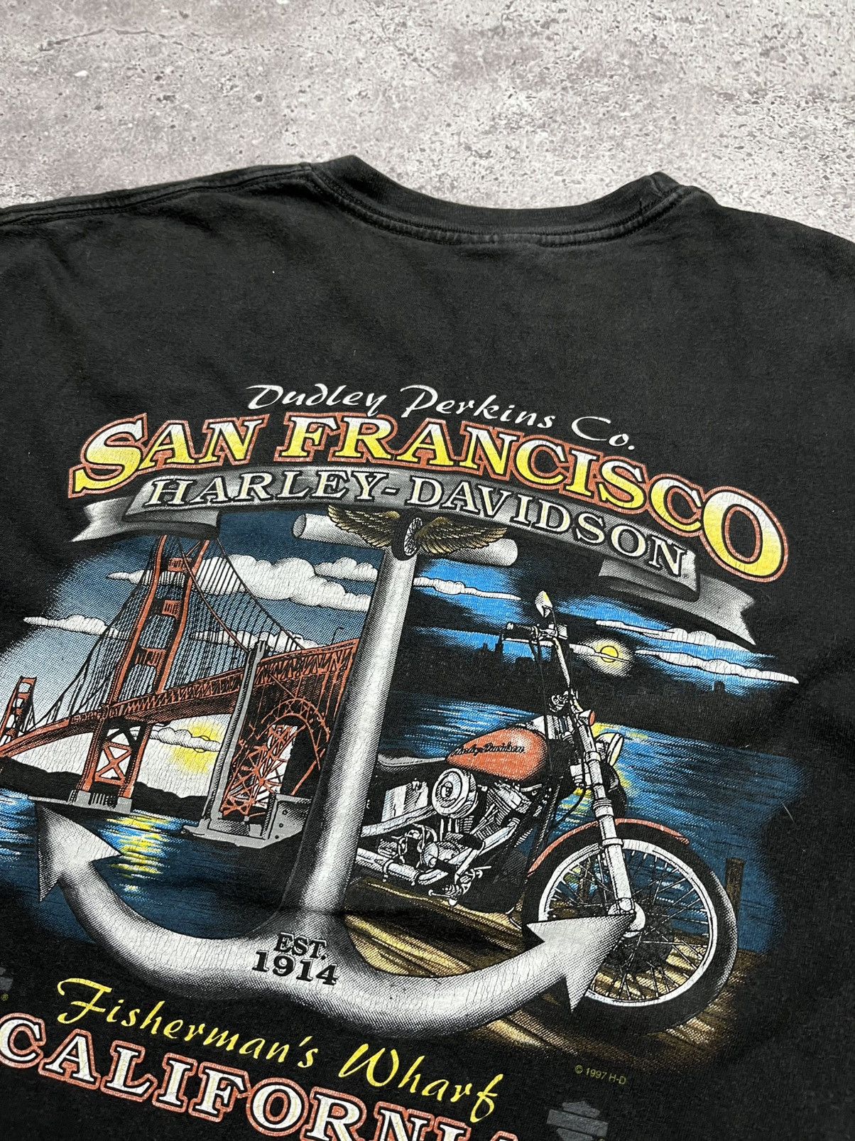 Harley Davidson Vintage HARLEY DAVIDSON Dudley Perkins San Francisco Tshirt Size US L / EU 52-54 / 3 - 10 Thumbnail