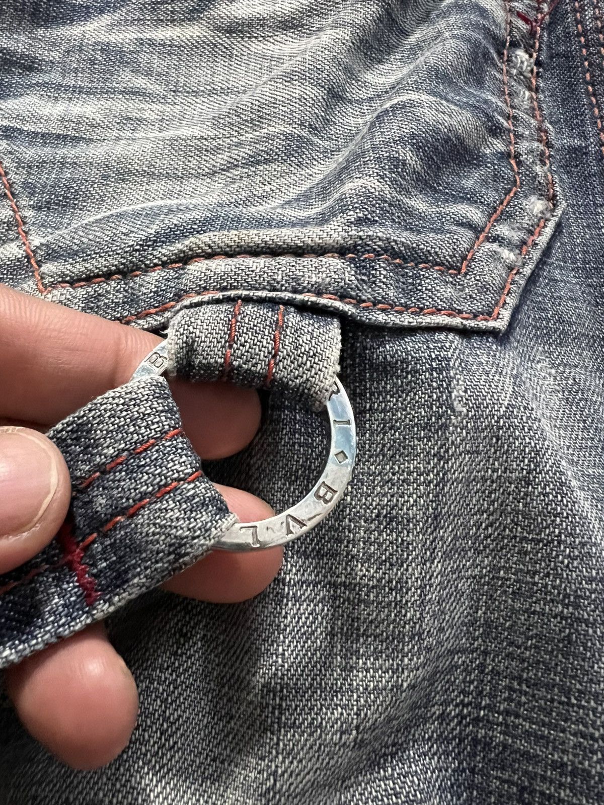 Edwin 💥Flare💥Vintage Edwin 503 Blue Trip Distress Jeans Size US 31 - 13 Thumbnail