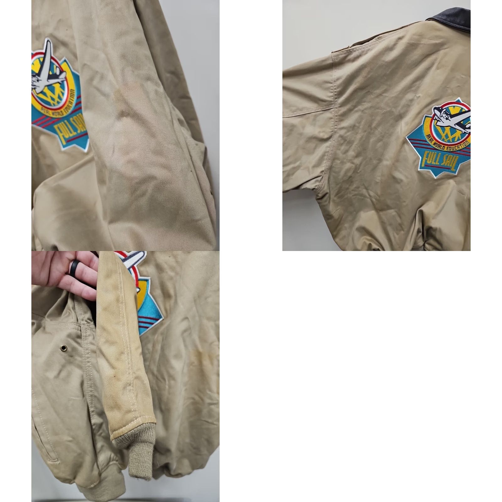 Avirex VINTAGE Avirex LTD A-2 1987 Bomber Jacket Collared Mens XL Beige Navy 1980s 8/21ss Size US XL / EU 56 / 4 - 11 Thumbnail