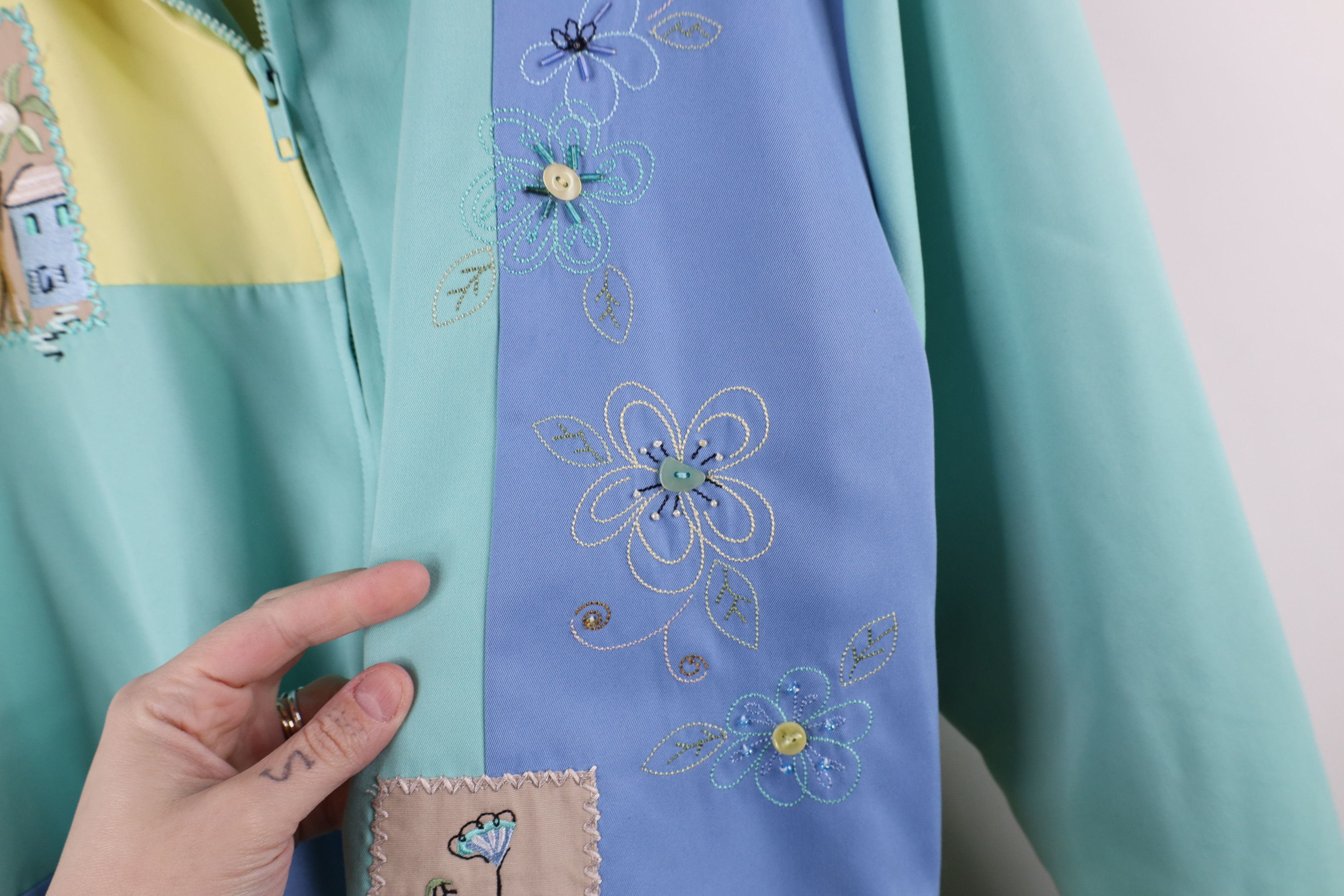 Vintage Vintage 90s Streetwear Block Flower Full Zip Bomber Jacket Size L / US 10 / IT 46 - 7 Thumbnail