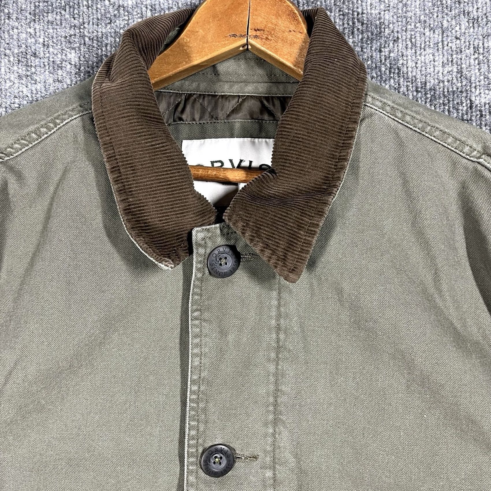 Orvis Orvis Barn Chore Jacket Mens L Corduroy Trim Quilted Lined Canvas Cotton Green Pockets Workwear Size US L / EU 52-54 / 3 - 2 Thumbnail