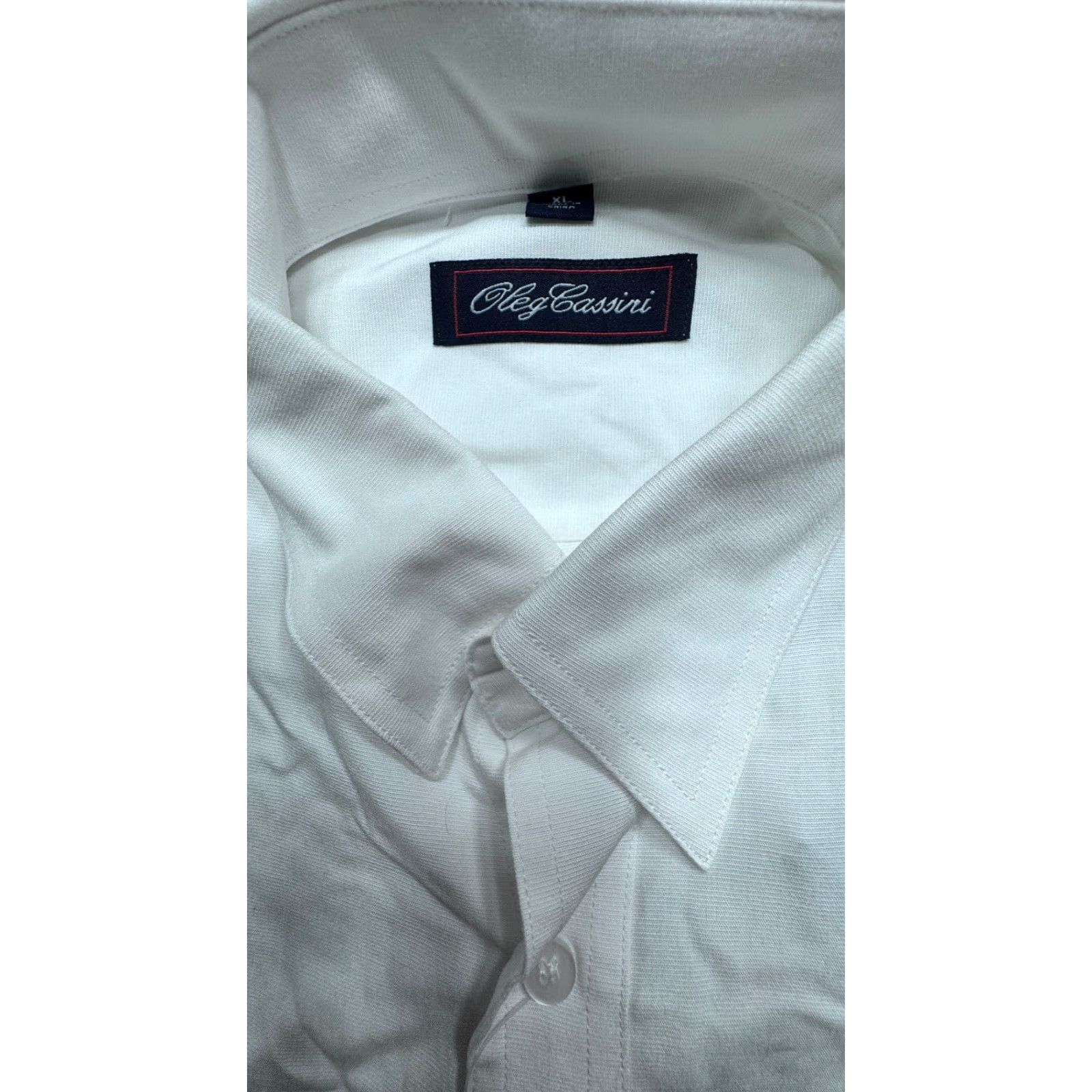 Oleg Cassini Oleg Cassini White Dress Shirt Long Sleeve Button Up Mens XL 1669 Size 46R - 2 Thumbnail
