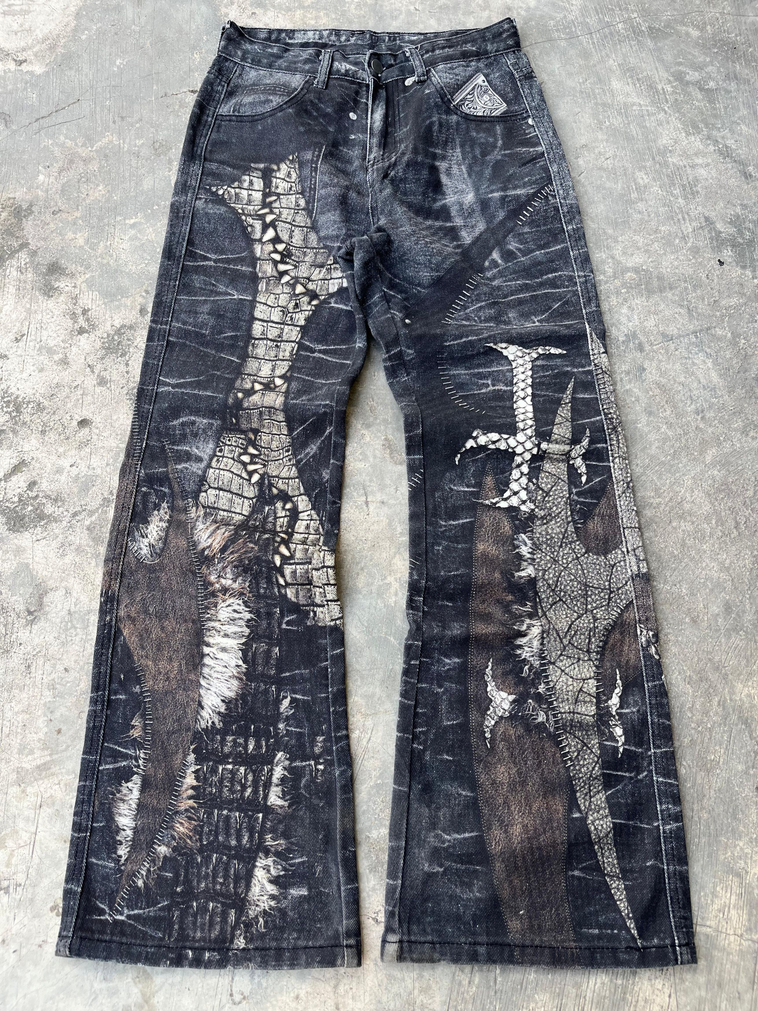 If Six Was Nine Unbrand Pyton Pattern Flared Pants Size US 29 - 1 Thumbnail