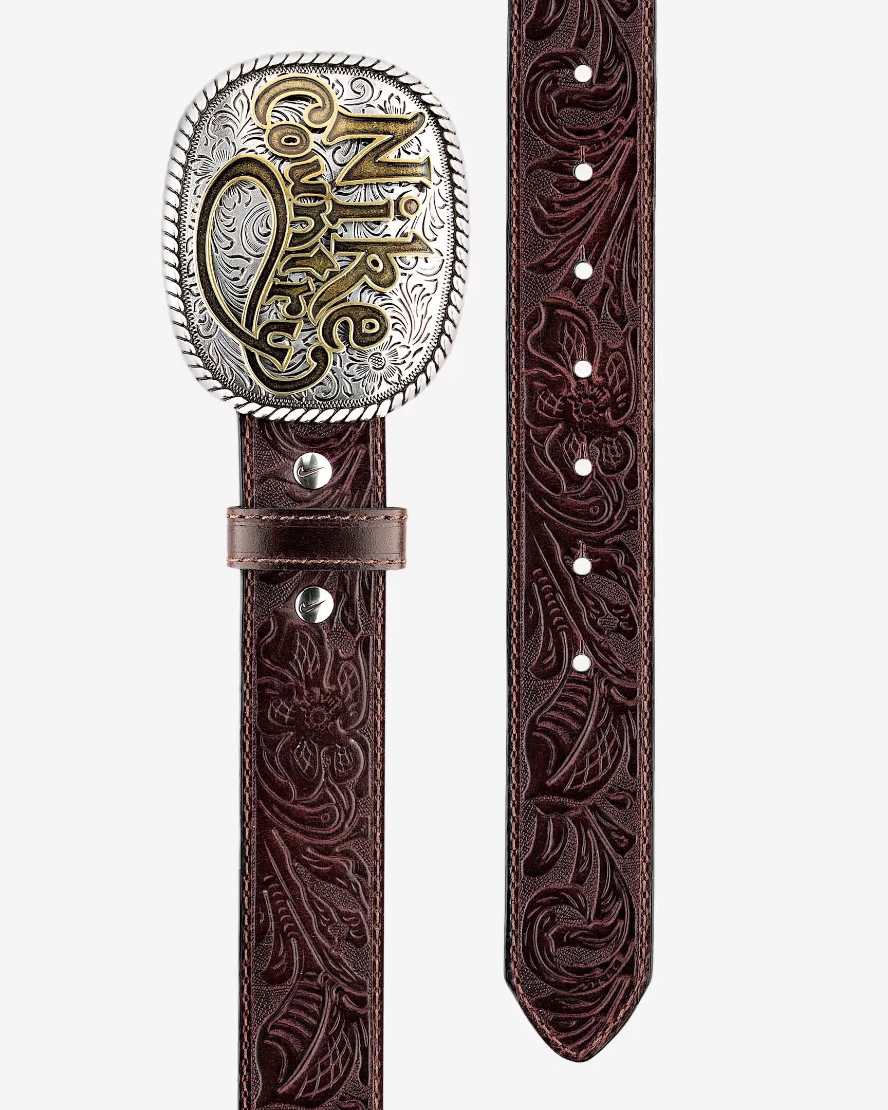 Nike Nike Country Men's Plaque Buckle Embossed Leather Belt Size ONE SIZE - 3 Thumbnail