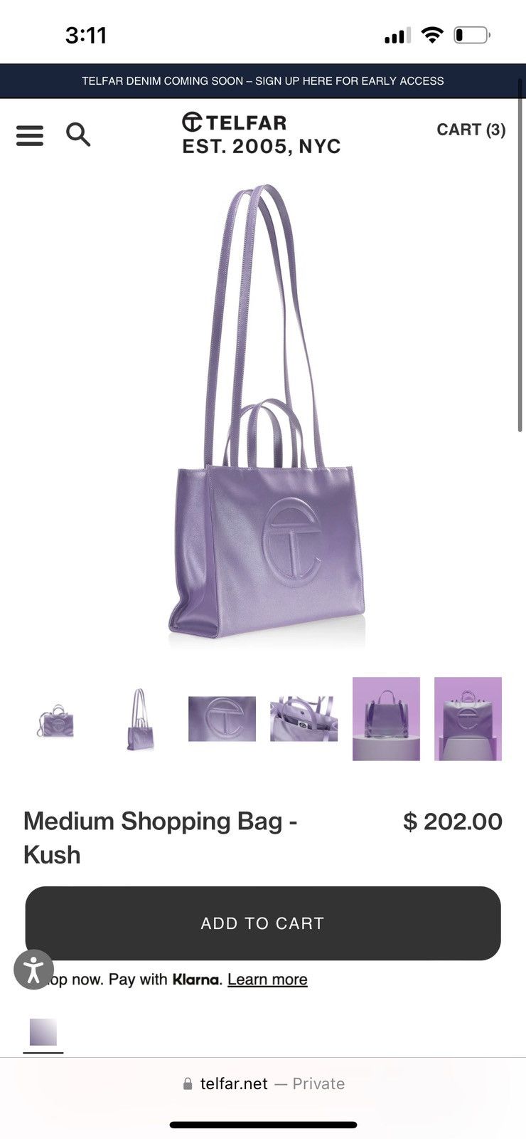 Telfar Telfar Leather Medium Size Bag - “KUSH” Size ONE SIZE - 3 Thumbnail