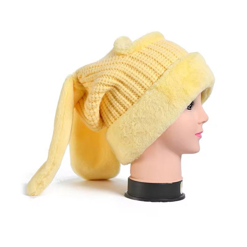 Japanese Brand Soft Plush Long Earflaps Knitted Beanie Hat Size ONE SIZE - 3 Thumbnail