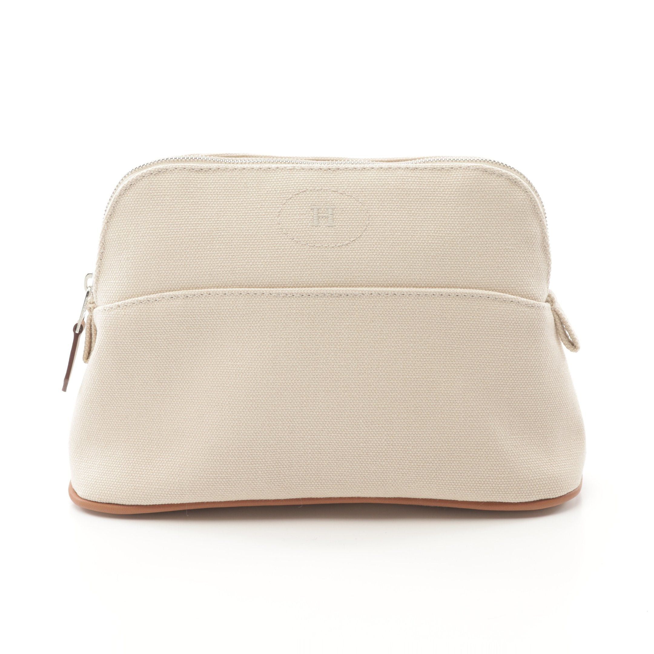 Hermes Hermes Bolide Pouch 20 Canvas Light Beige Silver Hardware Size ONE SIZE - 1 Thumbnail