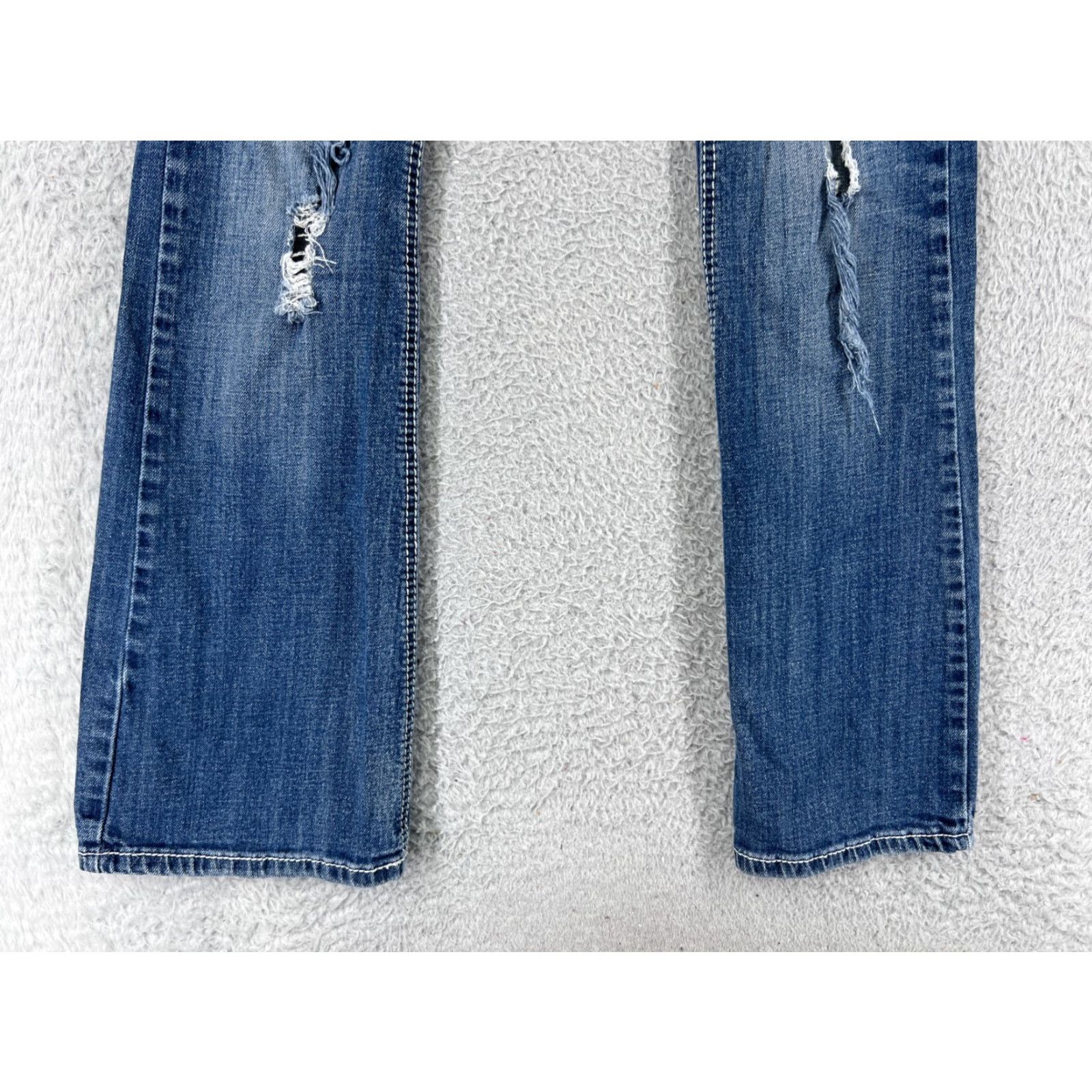 Denime Soundgirl Jeans Womens 5 Blue Denim Flared Distressed Embroidered Rhinestone Cotton Size 27" / US 4 / IT 40 - 5 Thumbnail