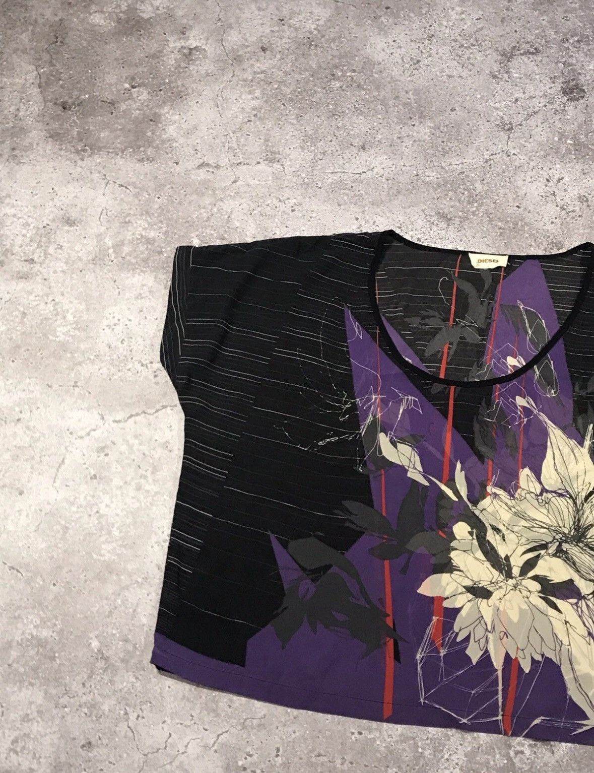 Diesel Vintage Blouse Diesel Woman Flowers Print Black/Purple M Size M / US 6-8 / IT 42-44 - 3 Thumbnail