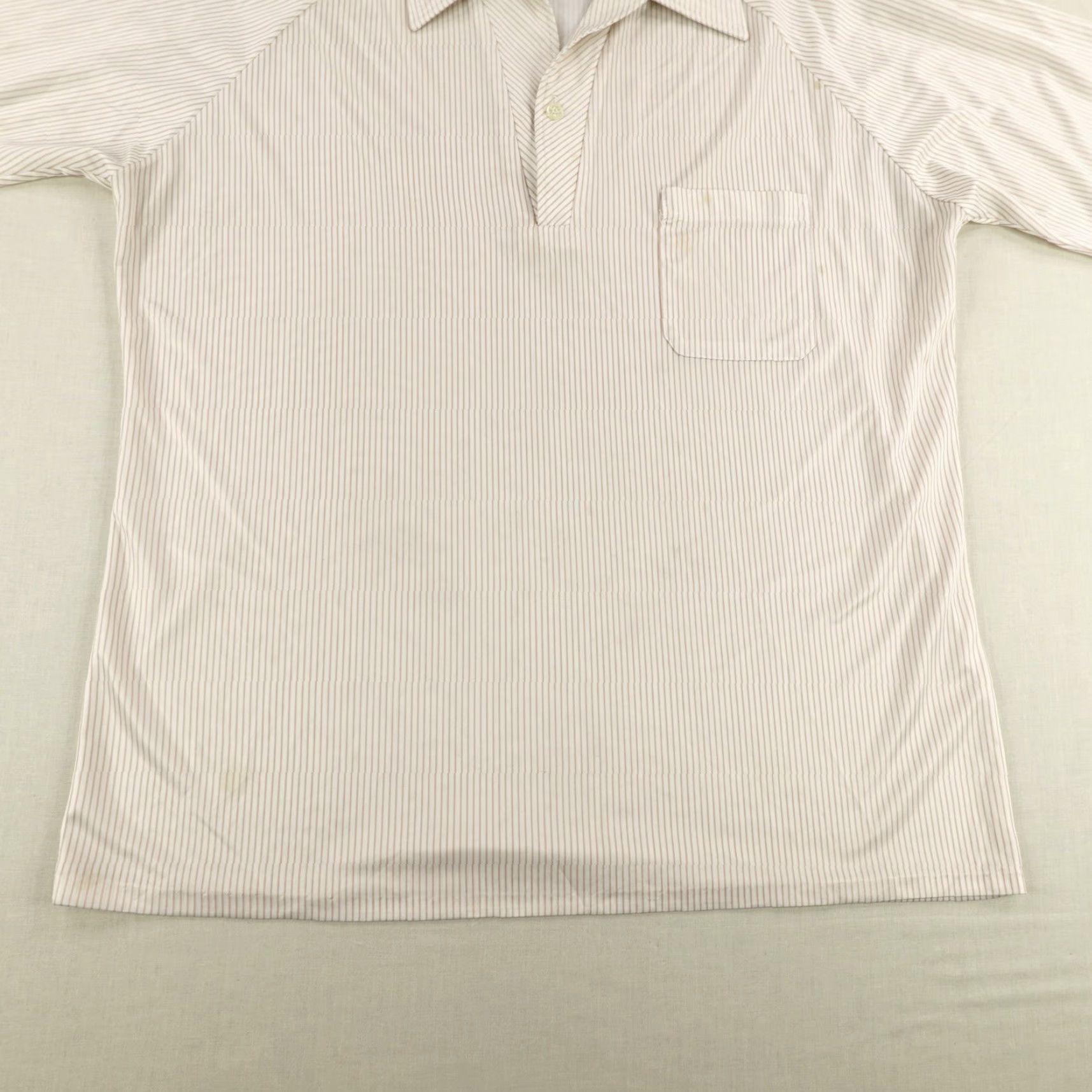 Ford Vintage Carina Ford Shirt Mens Large Brown White Striped Disco Polo 70s USA ^ Size US L / EU 52-54 / 3 - 4 Thumbnail