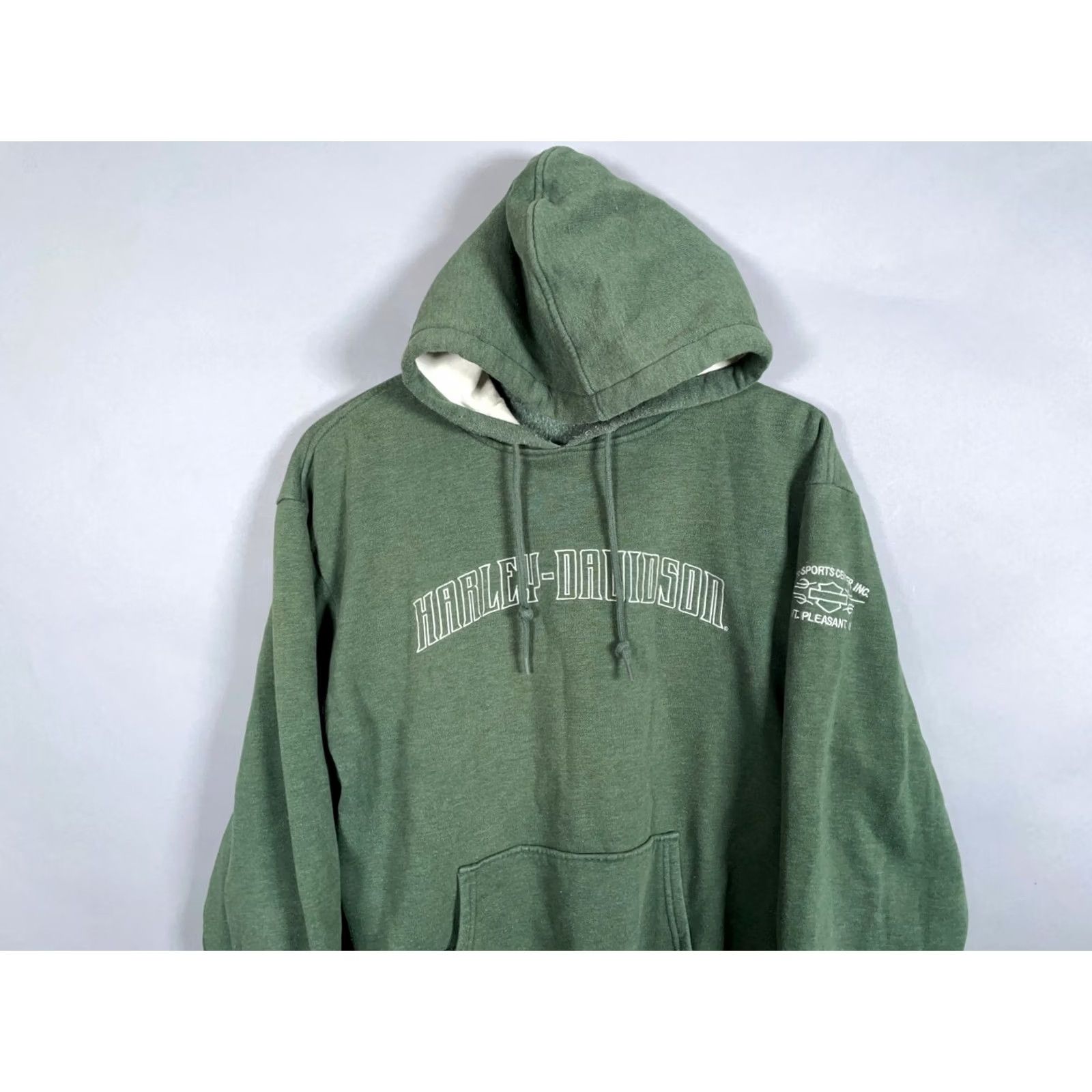 Harley Davidson Harley-Davidson Hoodie Mens Medium Green Drawstring Sweatshirt Embroidered Size US M / EU 48-50 / 2 - 4 Thumbnail