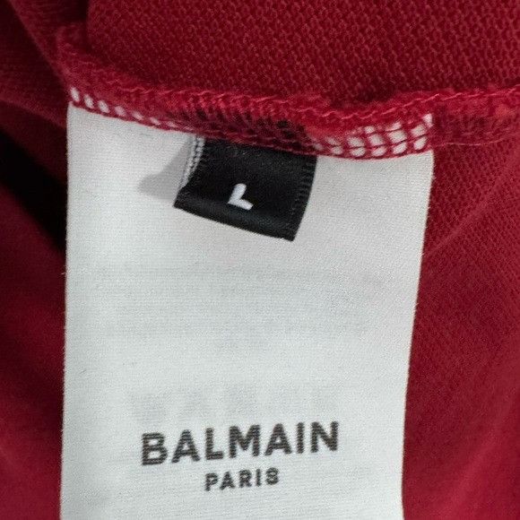 Balmain Balmain Pique Cotton Bulky Logo Polo Shirt Red Men’s Large Size US L / EU 52-54 / 3 - 4 Thumbnail