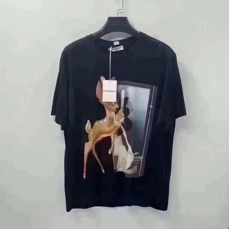Givenchy Givenchy Latest Black Deer Print Logo Round Neck Short Slee Size US XL / EU 56 / 4 - 1 Thumbnail