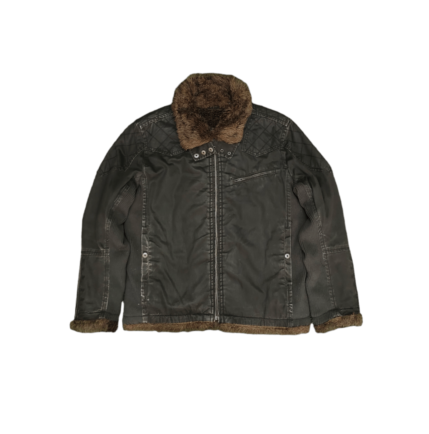 Chevignon Chevignon Waxed Faux Fur Zip Jacket Ifsixwanine lgb Style Size US L / EU 52-54 / 3 - 2 Thumbnail