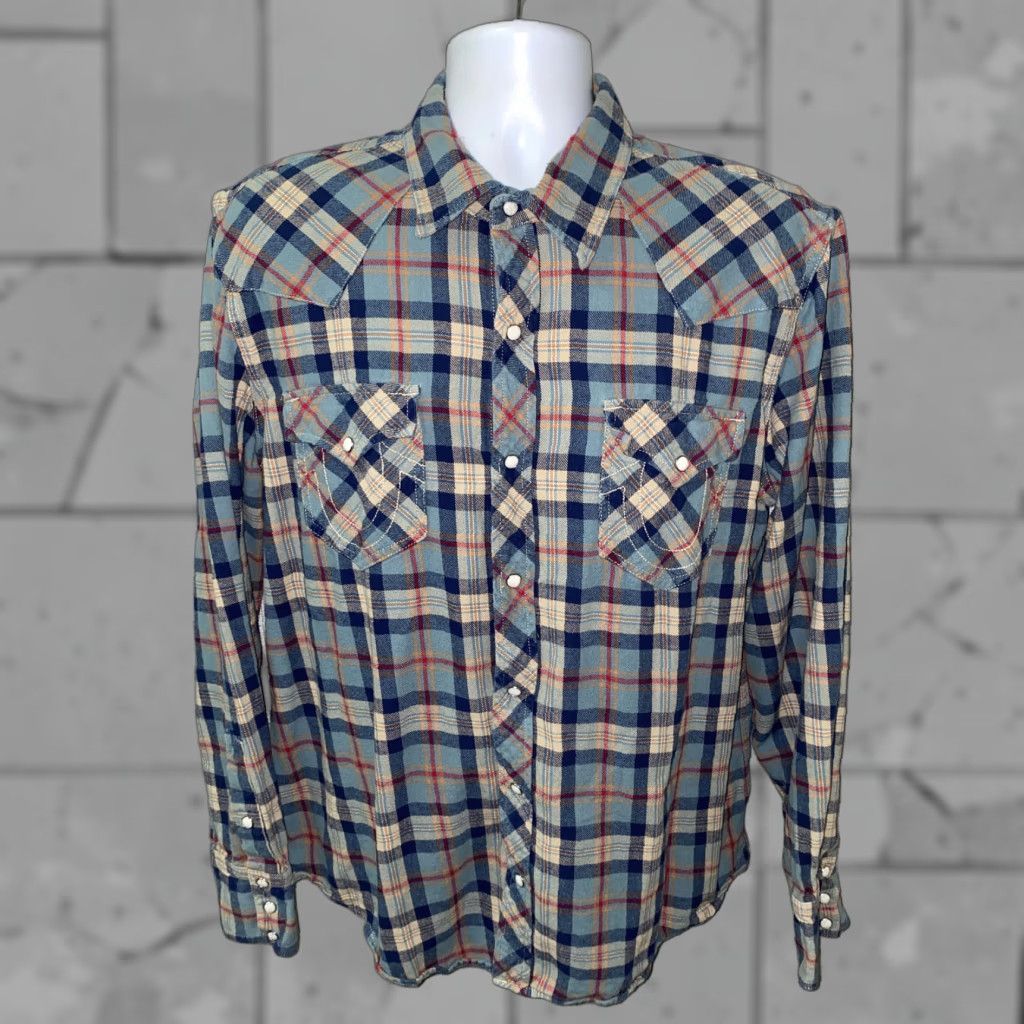 True Religion True Religion Plaid Button-Up Shirt, Long Sleeve, Adult Large, Multicolor, Snap Closure, Mens Size US L / EU 52-54 / 3 - 1 Thumbnail