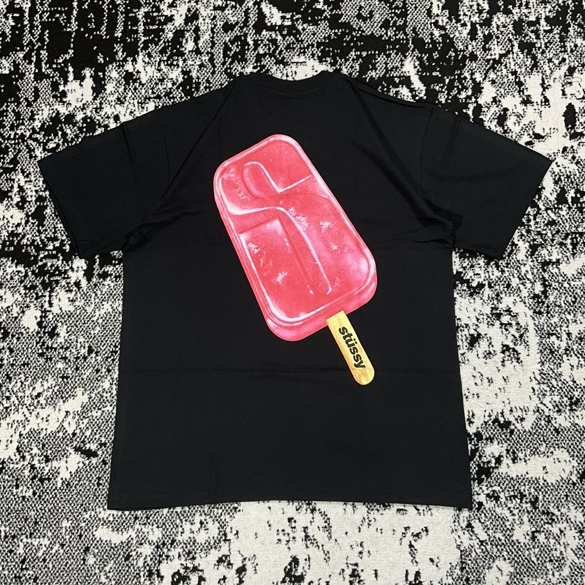 image of Stussy Popsicle Tee In Black- S, Men's (Size Small)