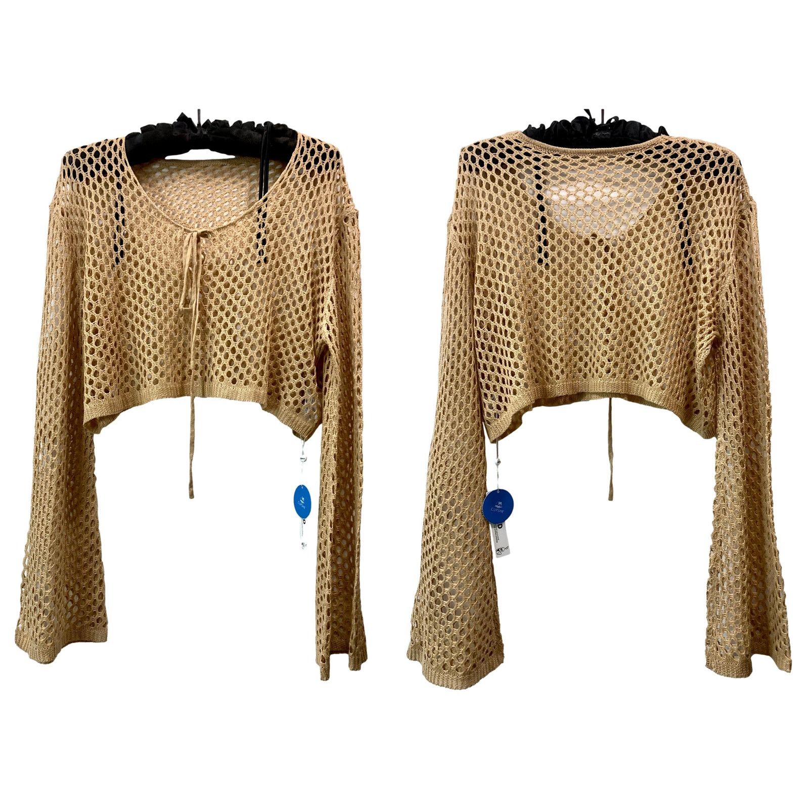 Other NEW CUPSHE Crop Crochet Open Knit Bell Sleeve Sweater | S Size S / US 4 / IT 40 - 4 Thumbnail