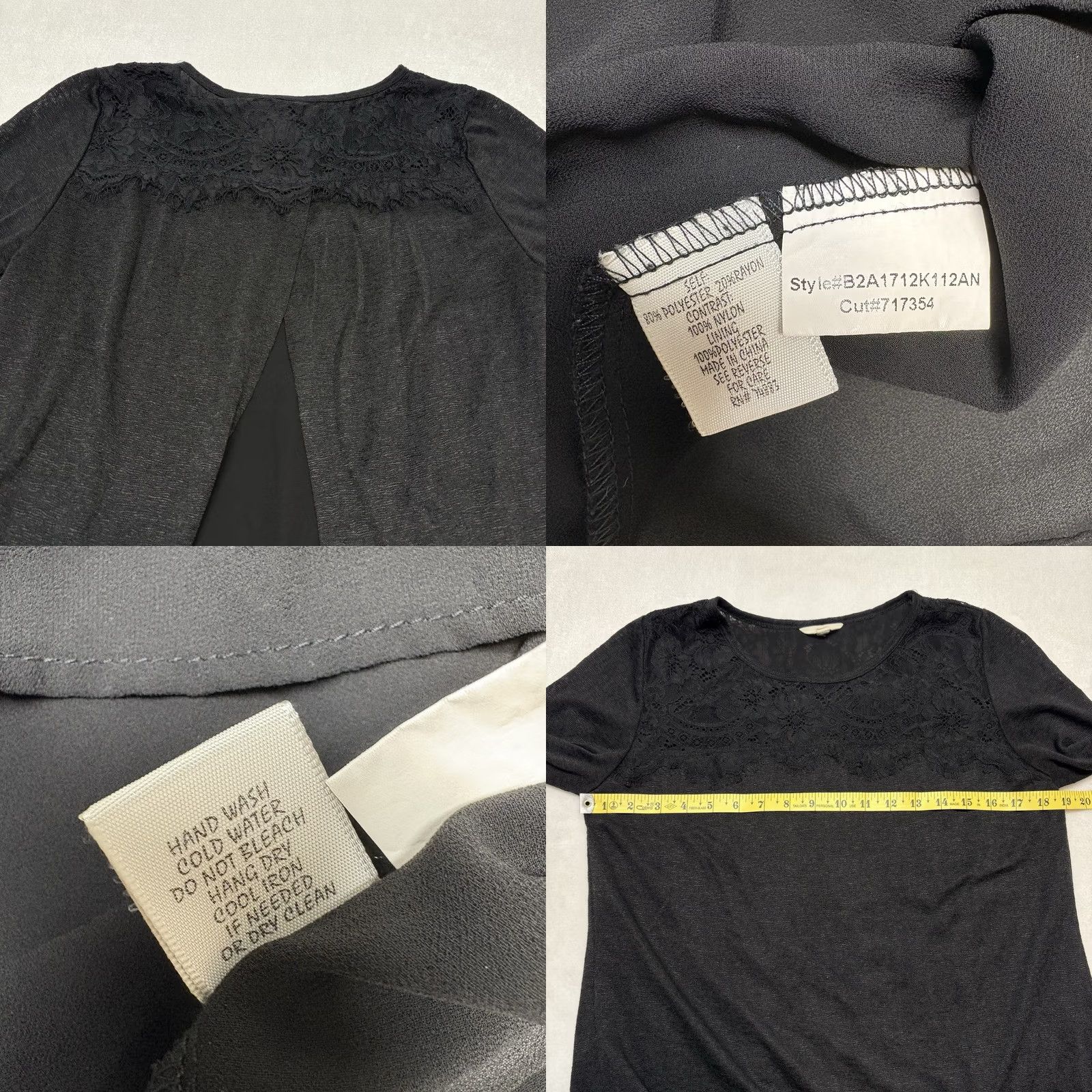 Anthropologie VINTAGE Anthropologie ADIVA Black Lace Detail Split Back Hi Lo Long Sleeve Blouse M Size M / US 6-8 / IT 42-44 - 8 Thumbnail
