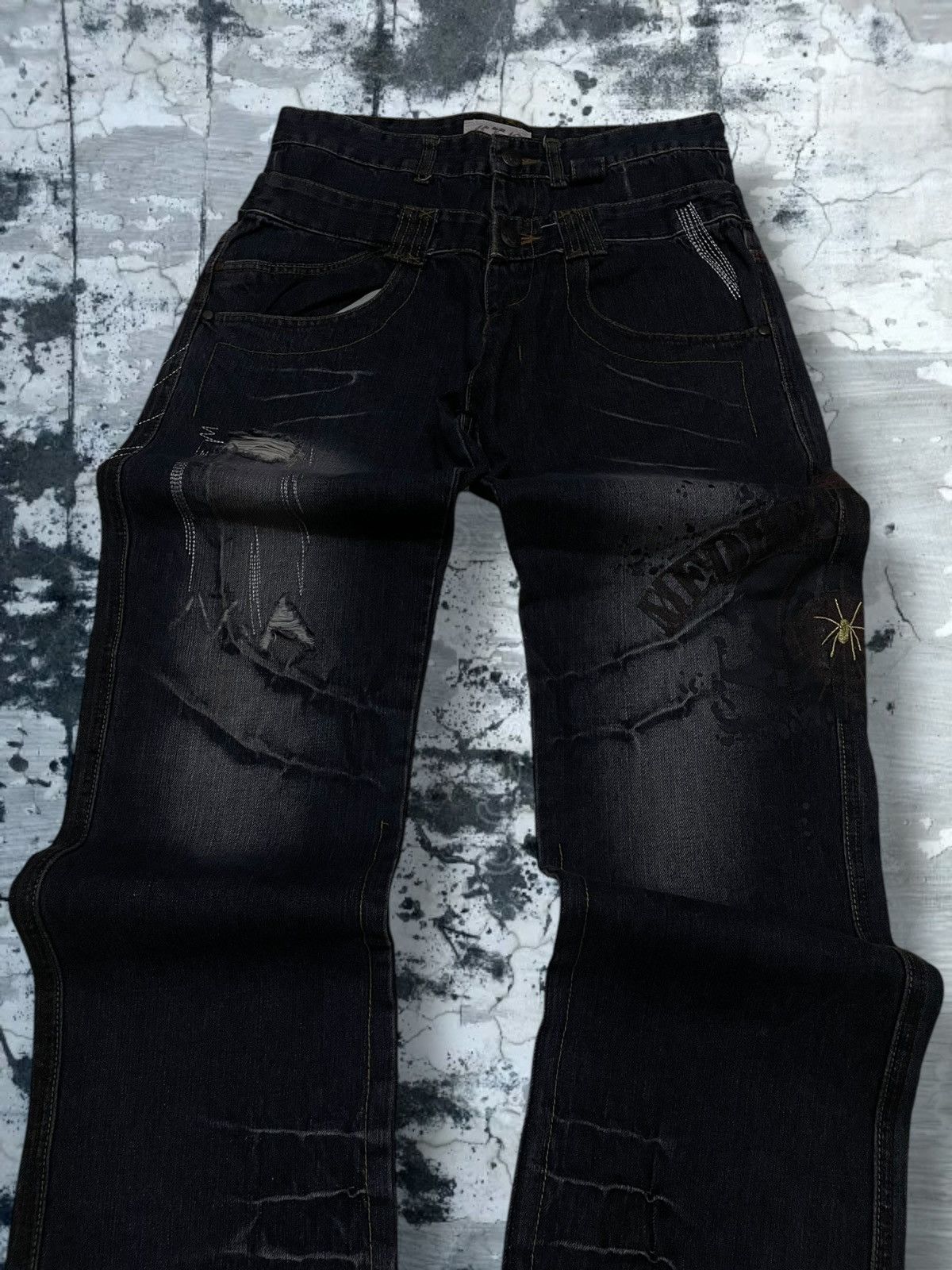 Japanese Brand Vintage Og 90s Japan Designer CEO Mad Punk Spider Web Denim Size US 30 / EU 46 - 4 Thumbnail
