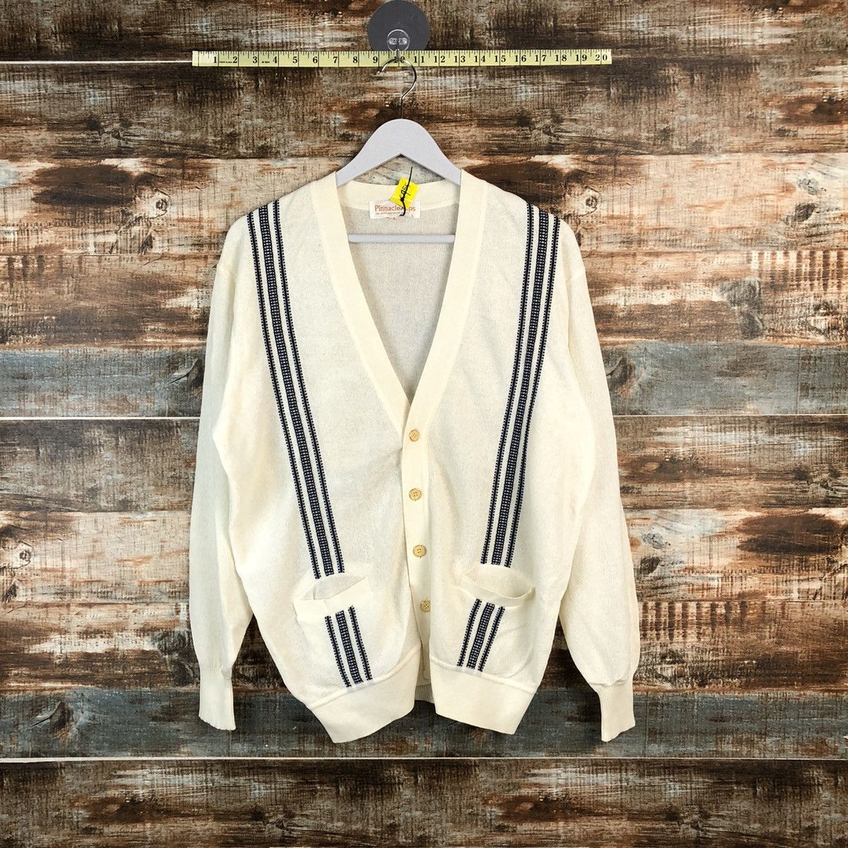 Homespun Knitwear × Japanese Brand DLL Pinnacle Alps vintage White Cardigan Knitwear #C455 Size US L / EU 52-54 / 3 - 1 Thumbnail