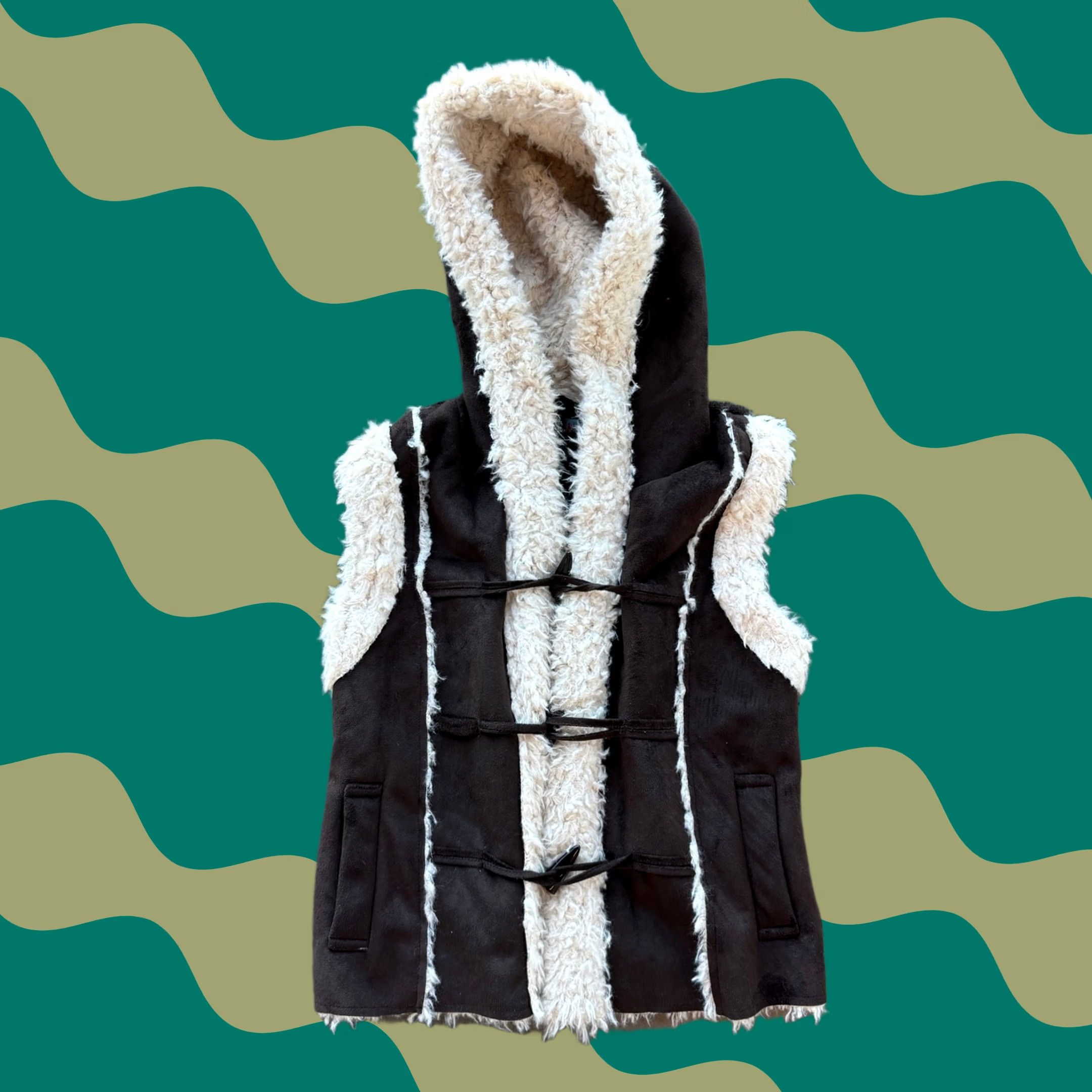 Vintage VINTAGE Y2K Brown Suede Faux Fur Hoodie Vest Women Large M Fits Medium Brown Womens Hoodie Vest Size M / US 6-8 / IT 42-44 - 1 Thumbnail