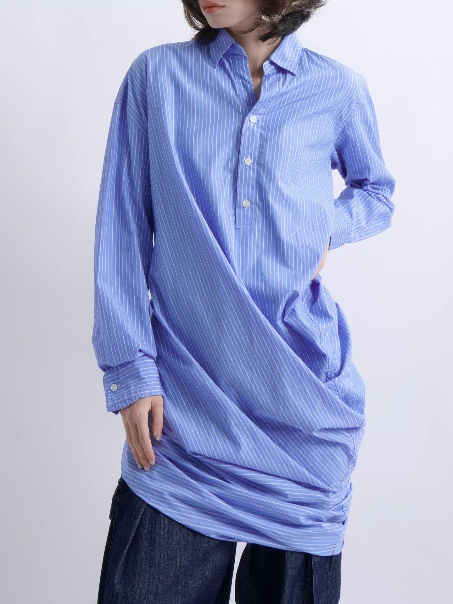 Junya Watanabe JUNYA WATANABE Asymmetric Twisted Stripe Long Shirt Size US XS / EU 42 / 0 - 7 Thumbnail