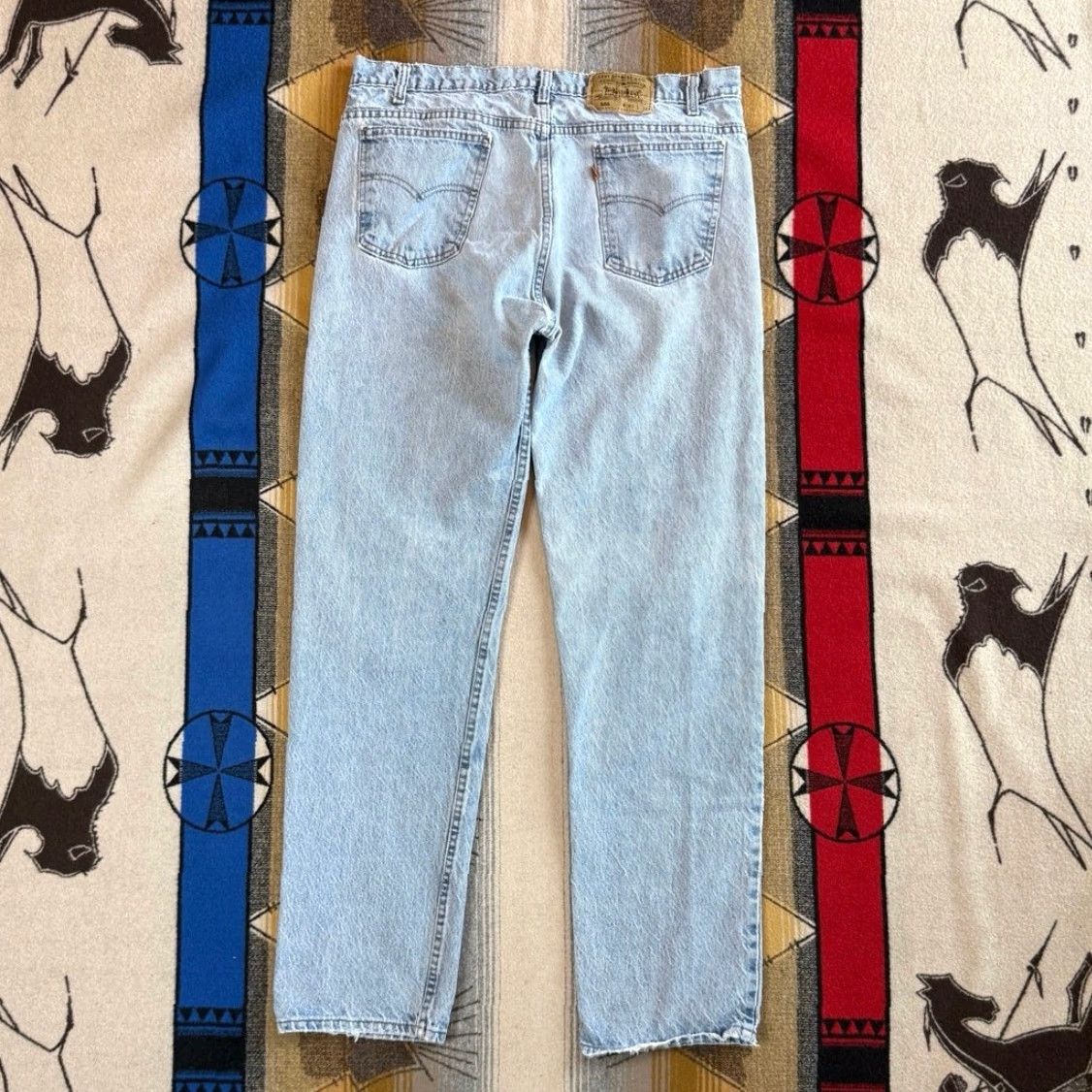 Levi's VINTAGE Levi’s Orange Tab Denim Blue Jeans 36x33 Regular Men 90s Distressed Straight USA Made Jeans Size US 36 / EU 52 - 3 Thumbnail