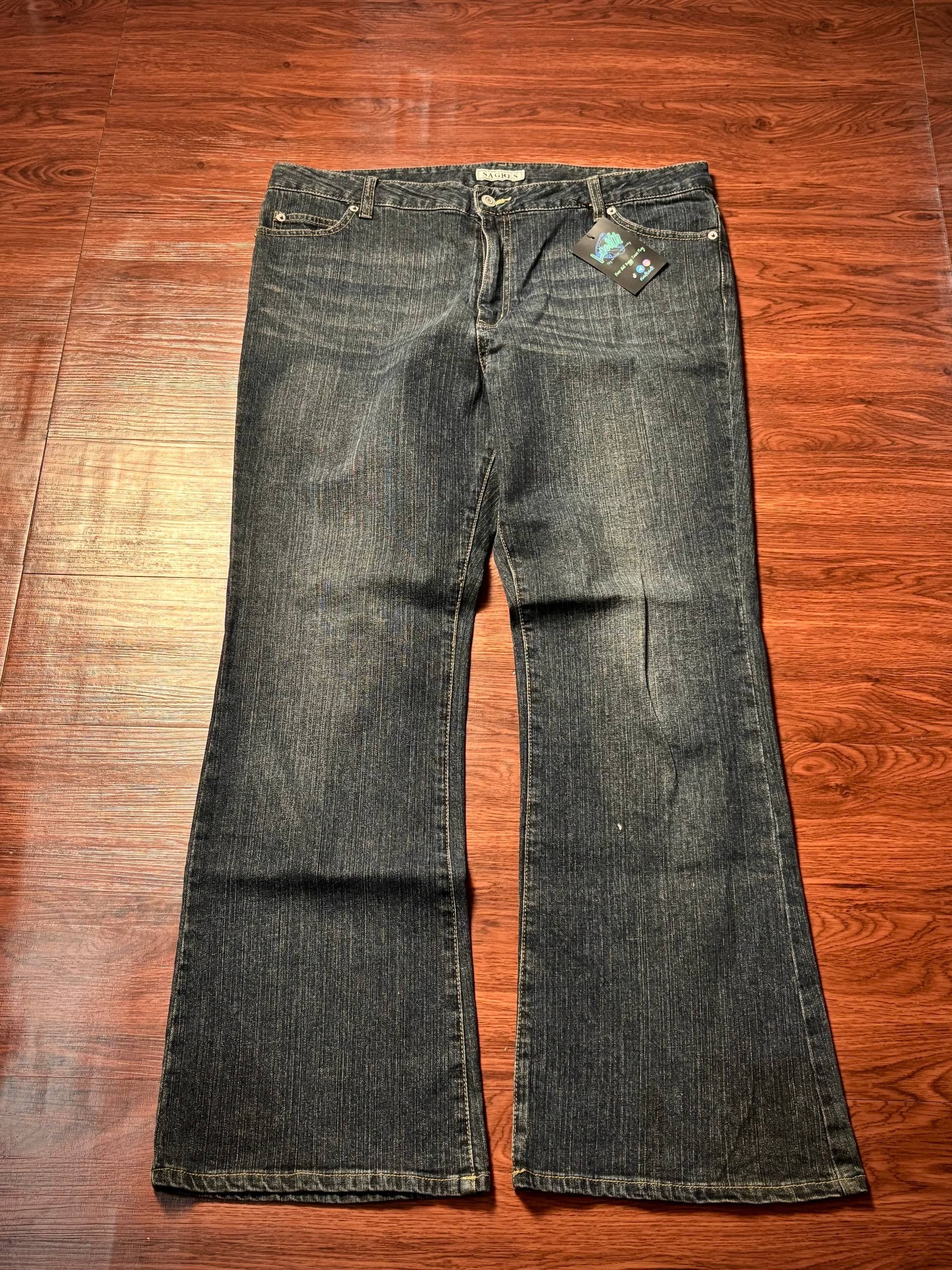 If Six Was Nine Vintage Y2K Sagress Denim Plain Bootcut Pants Dark Wash Jean Size 36" / US 14 / IT 50 - 1 Thumbnail