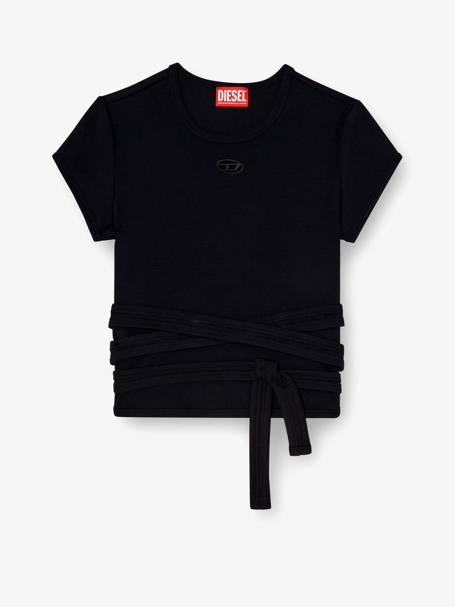 Diesel T-Bunny-Tail-S1 Cotton T-Shirt With Tie Bands Size L / US 10 / IT 46 - 1 Thumbnail