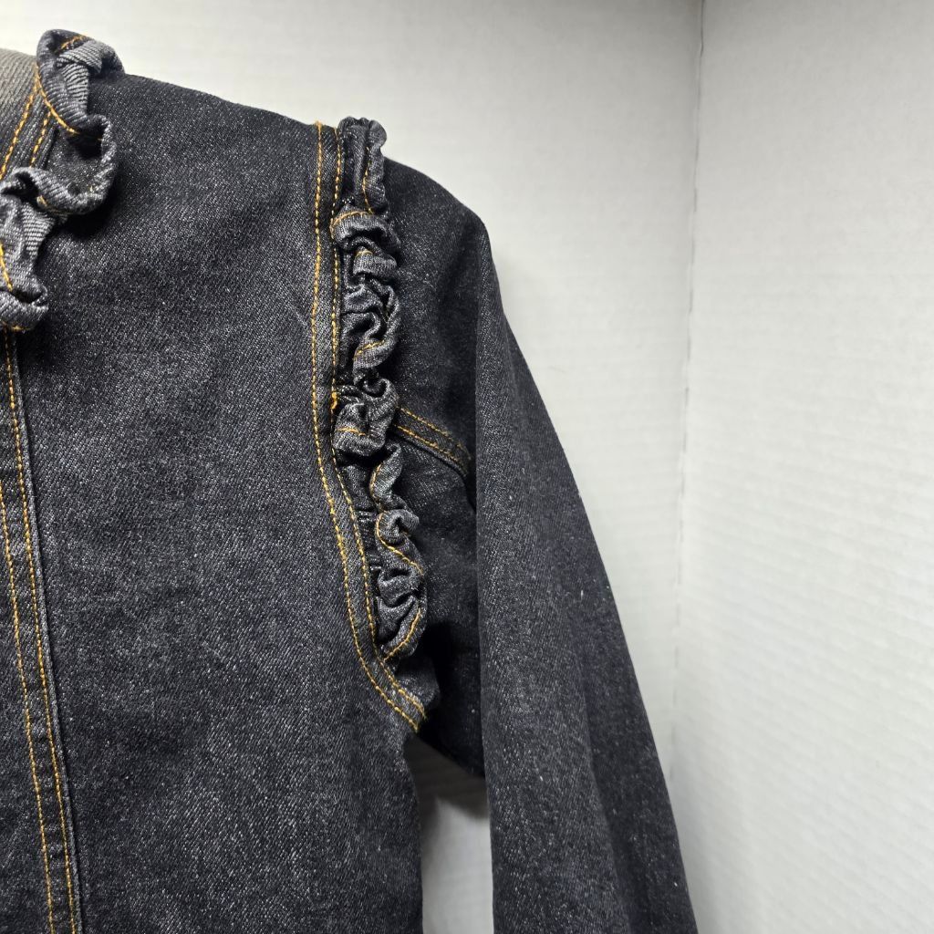 The Unbranded Brand Girls Mud Kingdom Black Ruffle Jean Jacket Size 10 Size M / US 6-8 / IT 42-44 - 11 Thumbnail