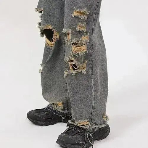 Japanese Brand Straight Hole Baggy Denim Size US 32 / EU 48 - 2 Thumbnail