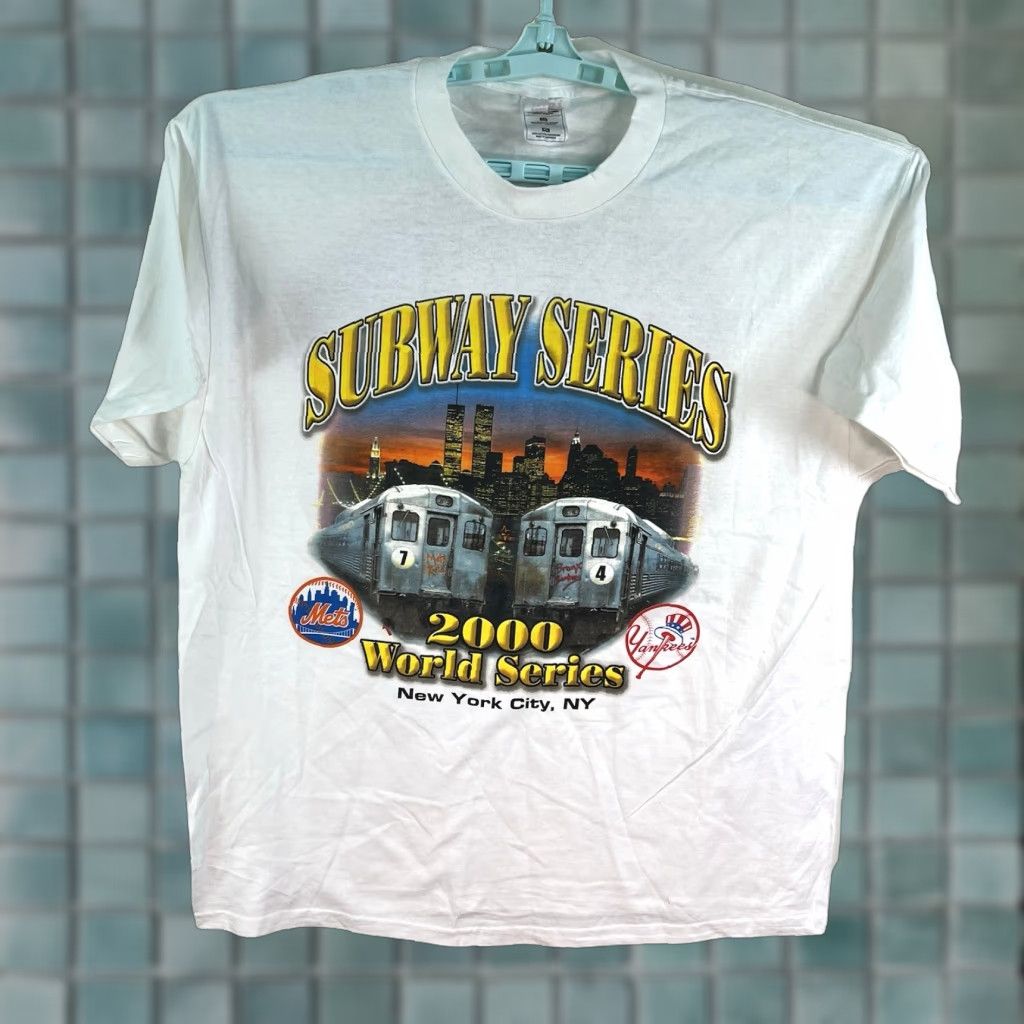 MLB VINTAGE 2000 MLB Subway Series Mets Yankees T-Shirt Mens XL White Double-Sided Graphic Print Sports Size US XL / EU 56 / 4 - 1 Thumbnail