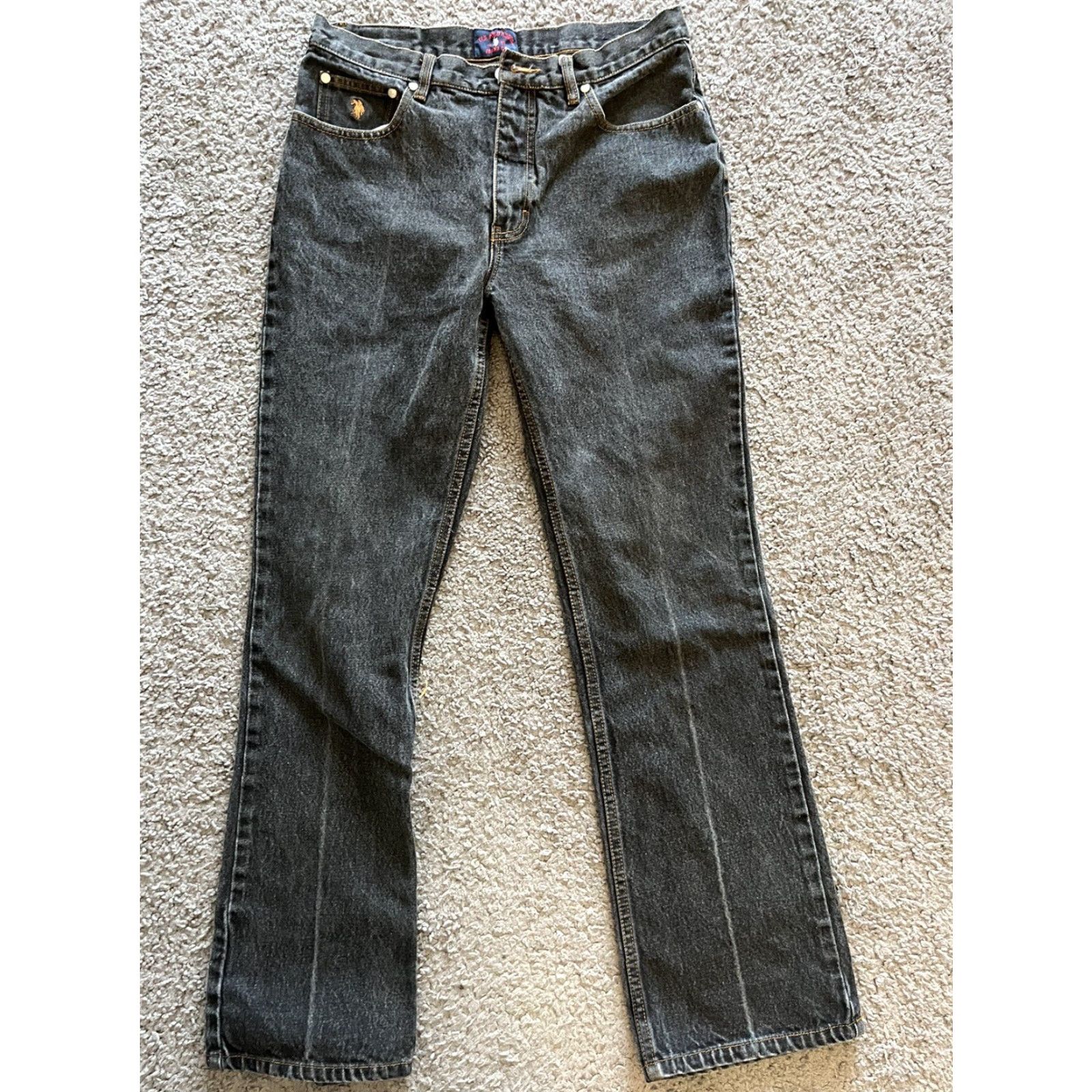 Vintage US Polo Association Black Denim Jeans Size 30x30 Straight Tapered Women's Size 30" / US 8 / IT 44 - 4 Thumbnail
