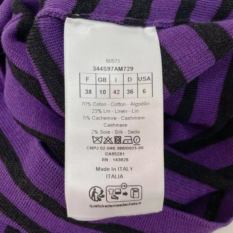 Dior Dior Purple striped slim round-neck knitted sweater Size XS / US 0-2 / IT 36-38 - 7 Thumbnail
