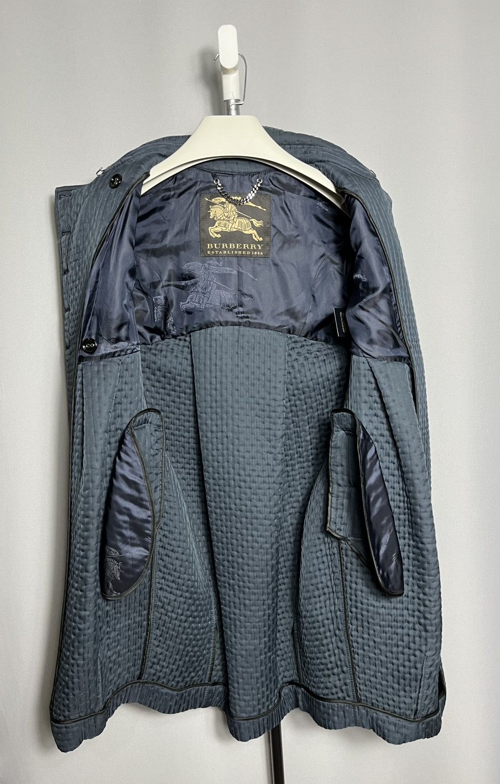 Burberry Burberry blue trench coat in wool and silk jacket button Size M / US 6-8 / IT 42-44 - 13 Thumbnail
