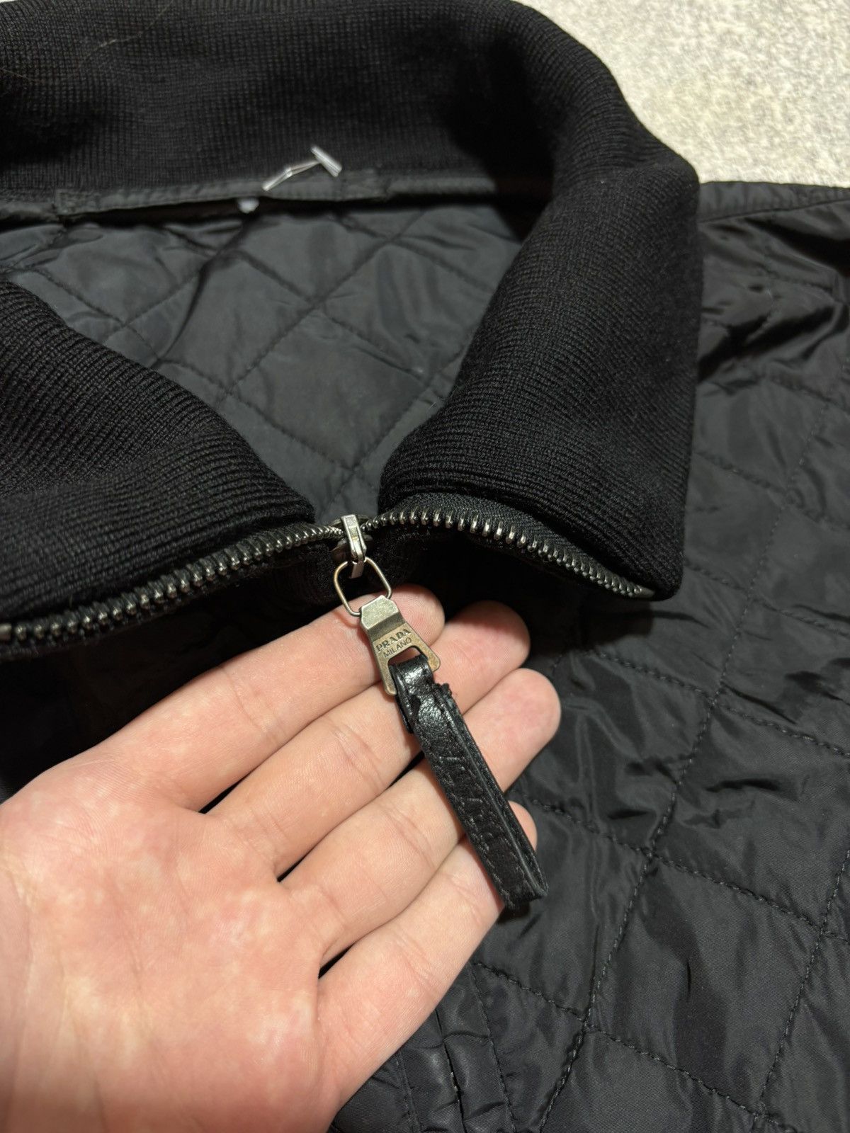 Prada Prada Nylon Jacket Quilted Knit Switching Wool 52 Black Size US XL / EU 56 / 4 - 12 Thumbnail
