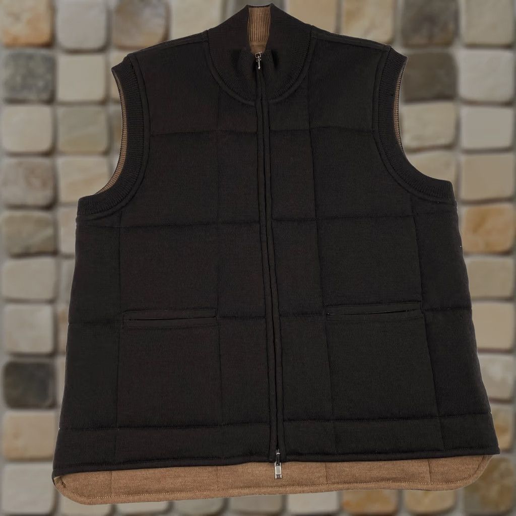 Jos. A. Bank Jos A Bank Vest Mens Large Brown Merino Wool Reversible Full Zip Quilted Golfing Vest Size US L / EU 52-54 / 3 - 1 Thumbnail