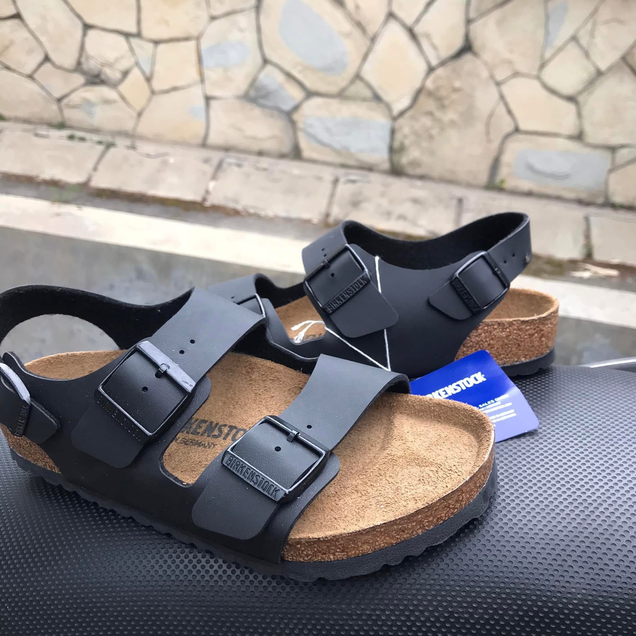 靴 Dior BIRKENSTOCK Milano Black Dior x Birkenstock Men's Milano Black Nubuck Calfskin Sandals